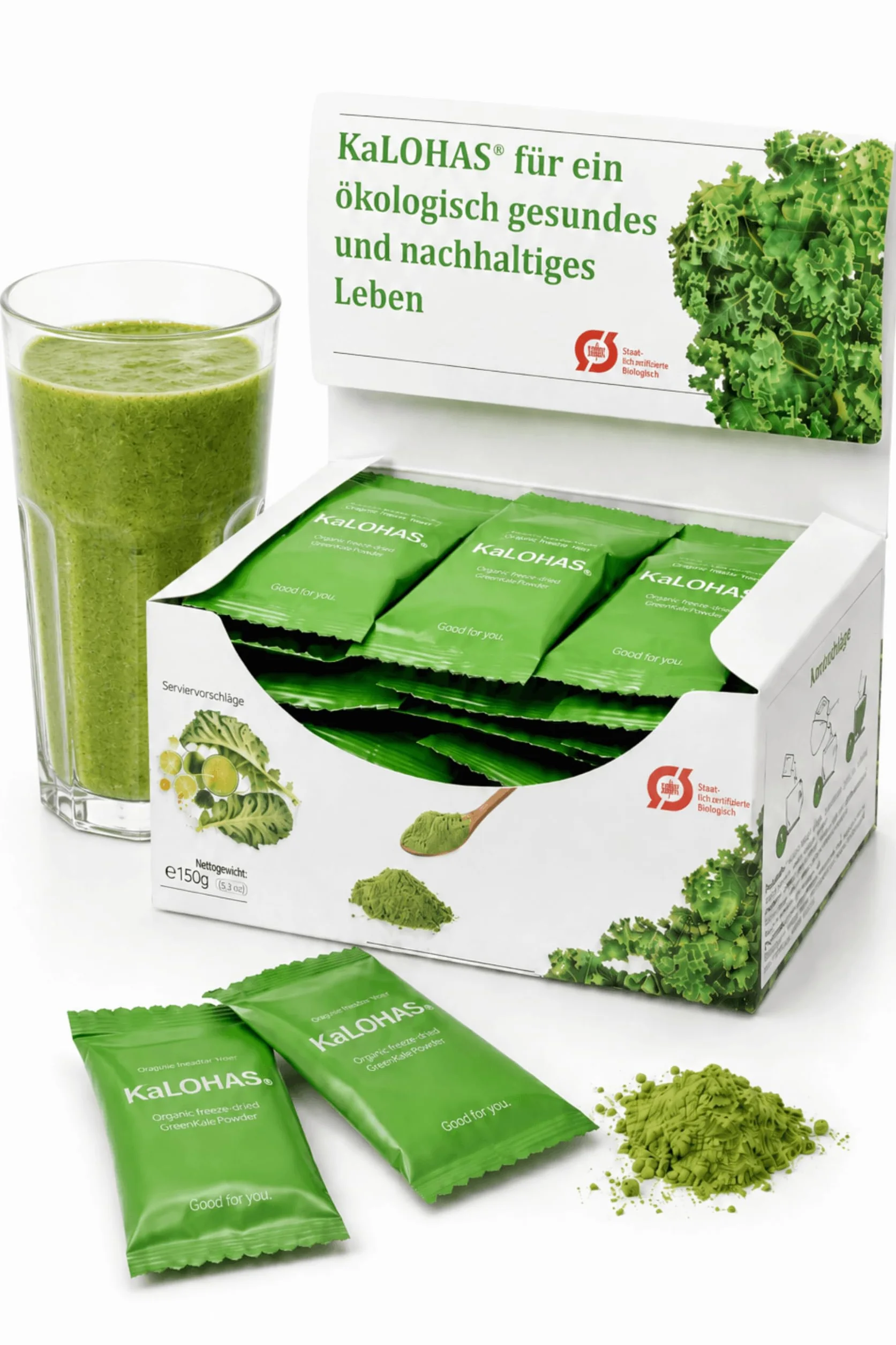 Pure Superfood Bioactive Kale Powder - 100% de Chou Frisé Lyophilisé, Haute Teneur en Protéines, Kalzium, Vitamine C et K. Riche en Antioxydants, 9 Acides Aminés Essentiels, 25 x 2g