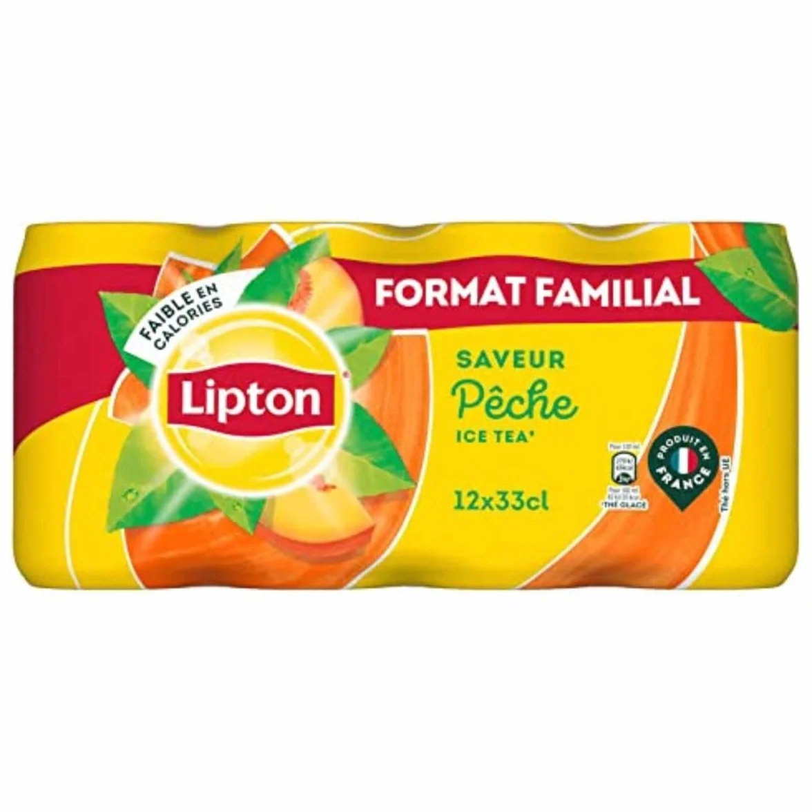 Lipton Ice Tea Boisson aux Extraits de Thé Saveur Pêche, 12 x 33cl