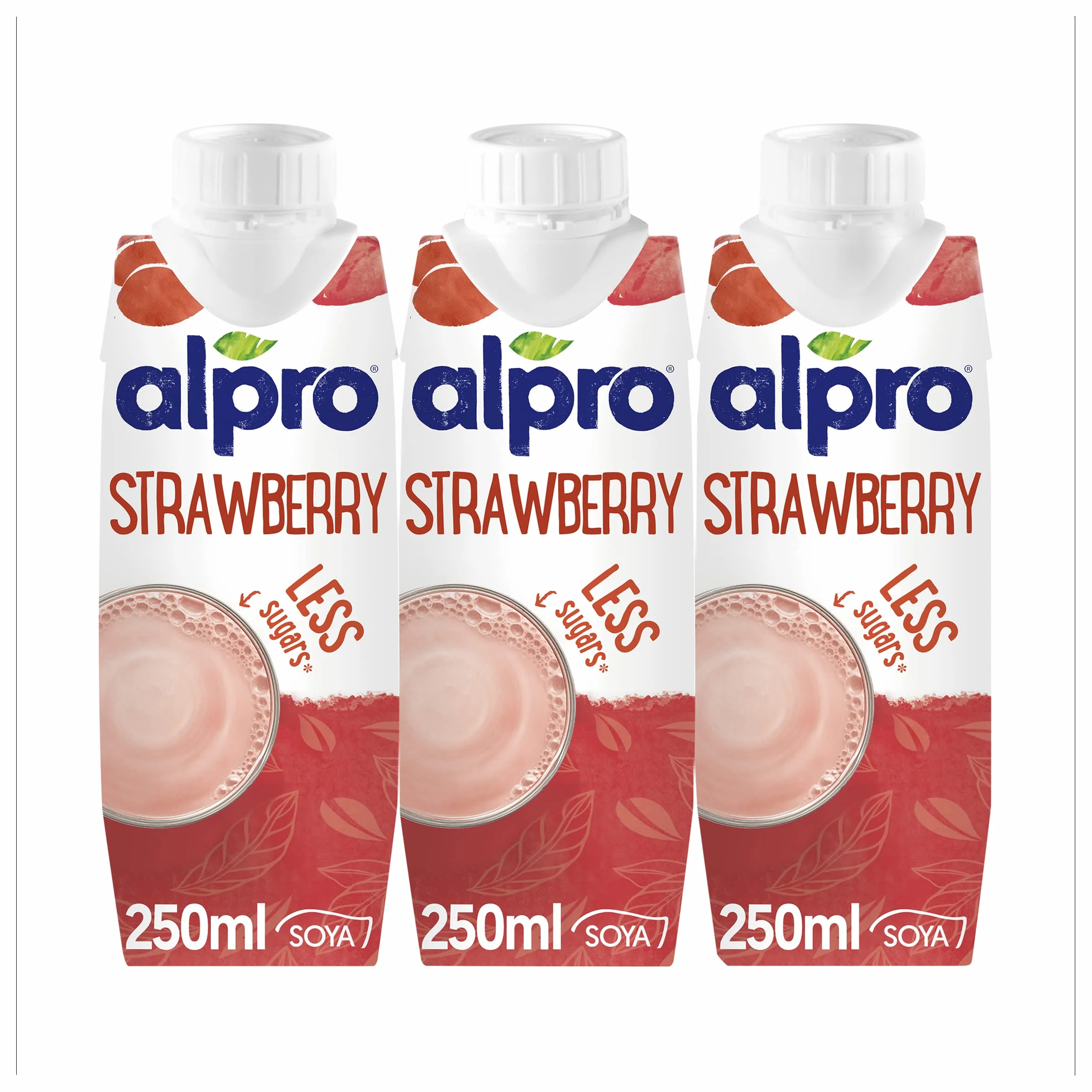 Alpro Boisson longue durée à base de fraises de soja, végétaliennes et sans produits laitiers, 3 x 250 ml