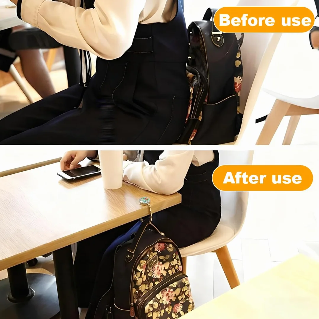 Porte Sac à Main Table Anti-Dérapant Pliable Crochet Support Sacs Mains Bureau Restaurant