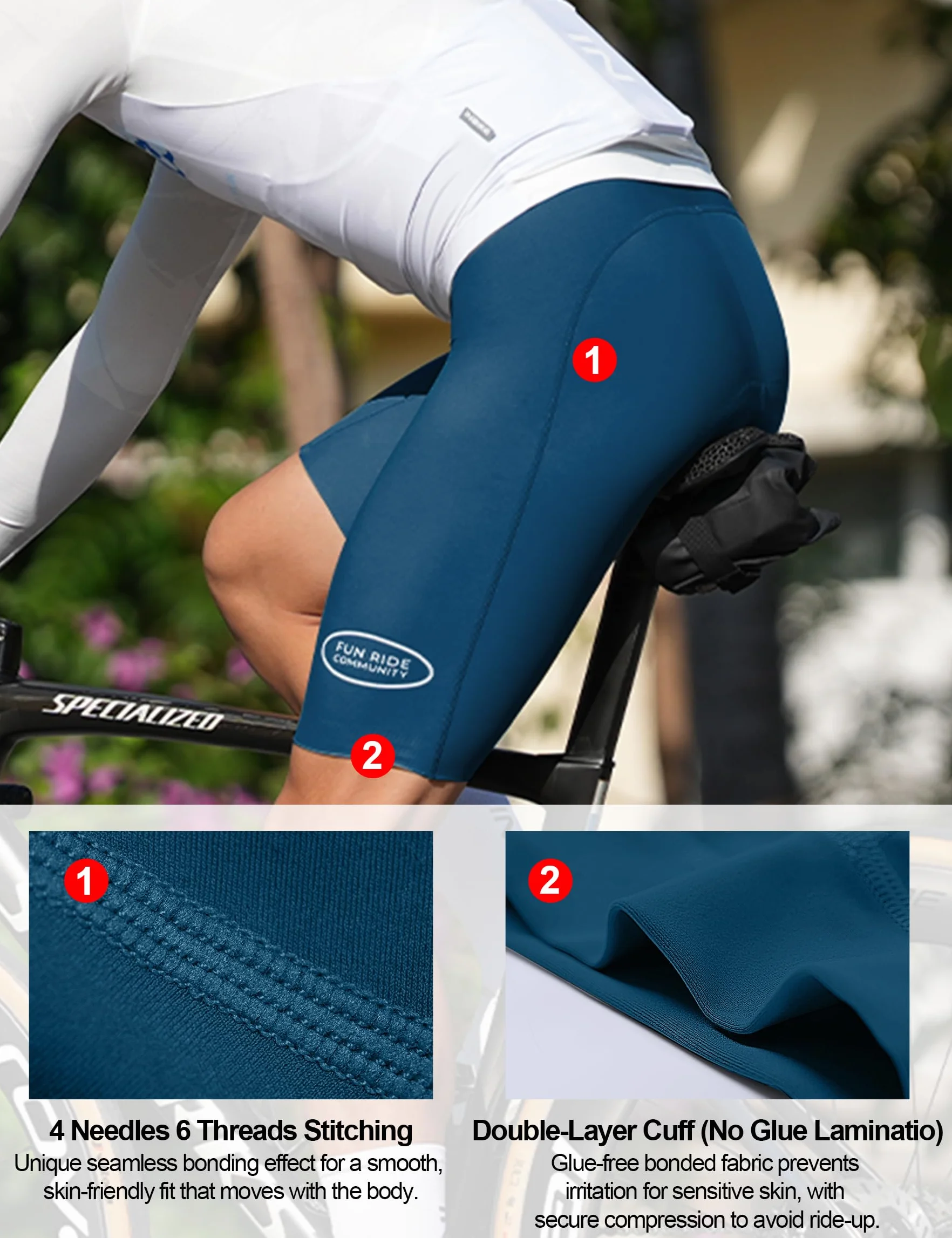 INBIKE Cuissard Cyclisme Homme Rembourré Gel Poches Côtés VTT Vélo Route YZ572