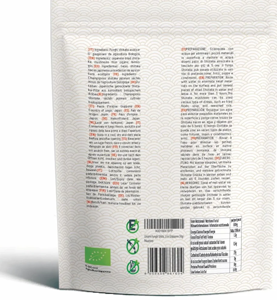 Umami Champignons Shiitake BIO Japonais 50g - Séchés Naturellement - Origine Kyushu, Japon - Qualité Premium pour Ramen, Soupes et Risottos - 100% Naturel