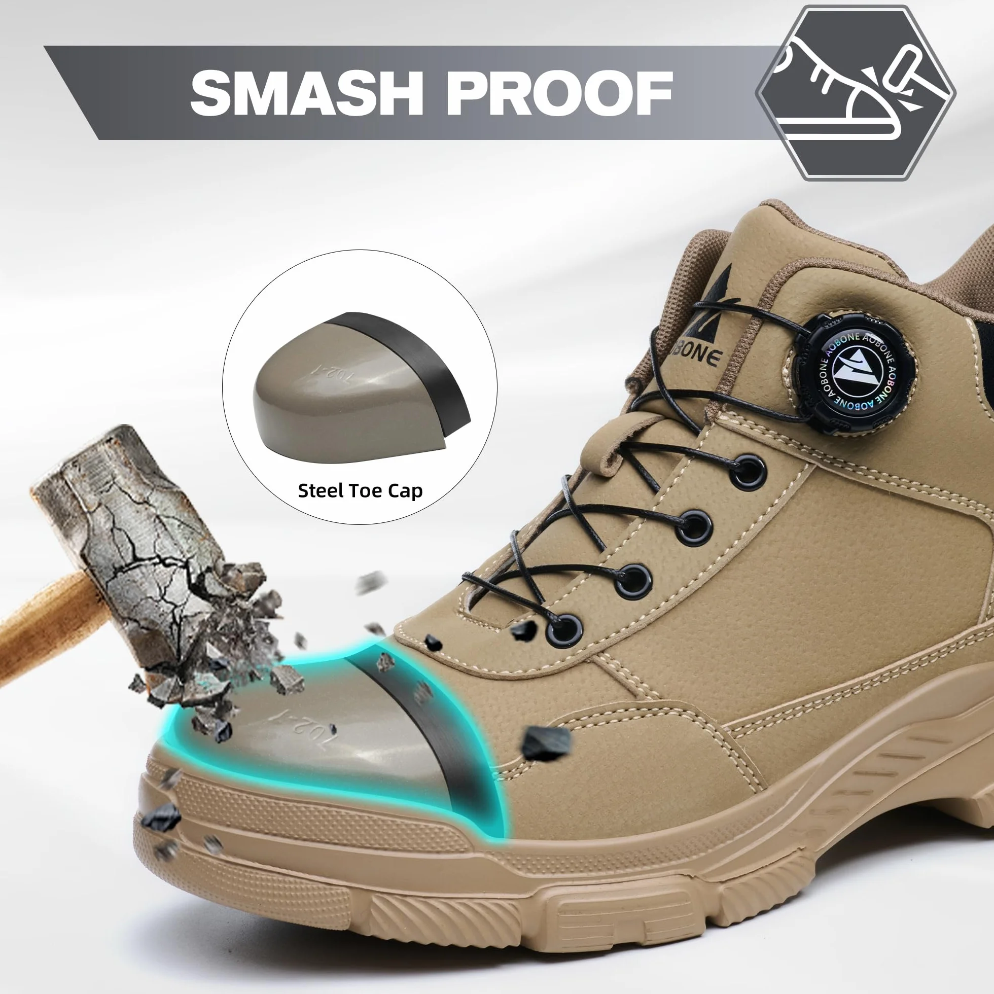 Chaussures de Sécurité Hommes Femmes Imperméables Antidérapants avec Embout en Acier Bottines de Travail Légères