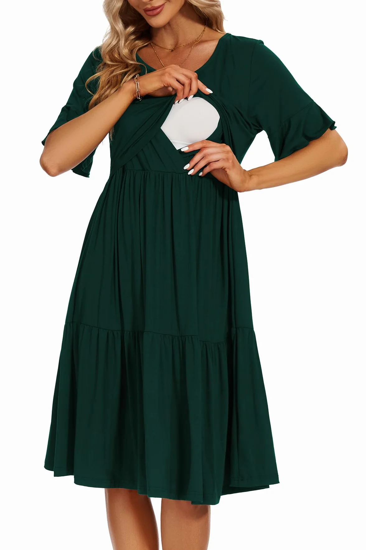 Smallshow Robe Allaitement Femme Manches Courtes Maternité