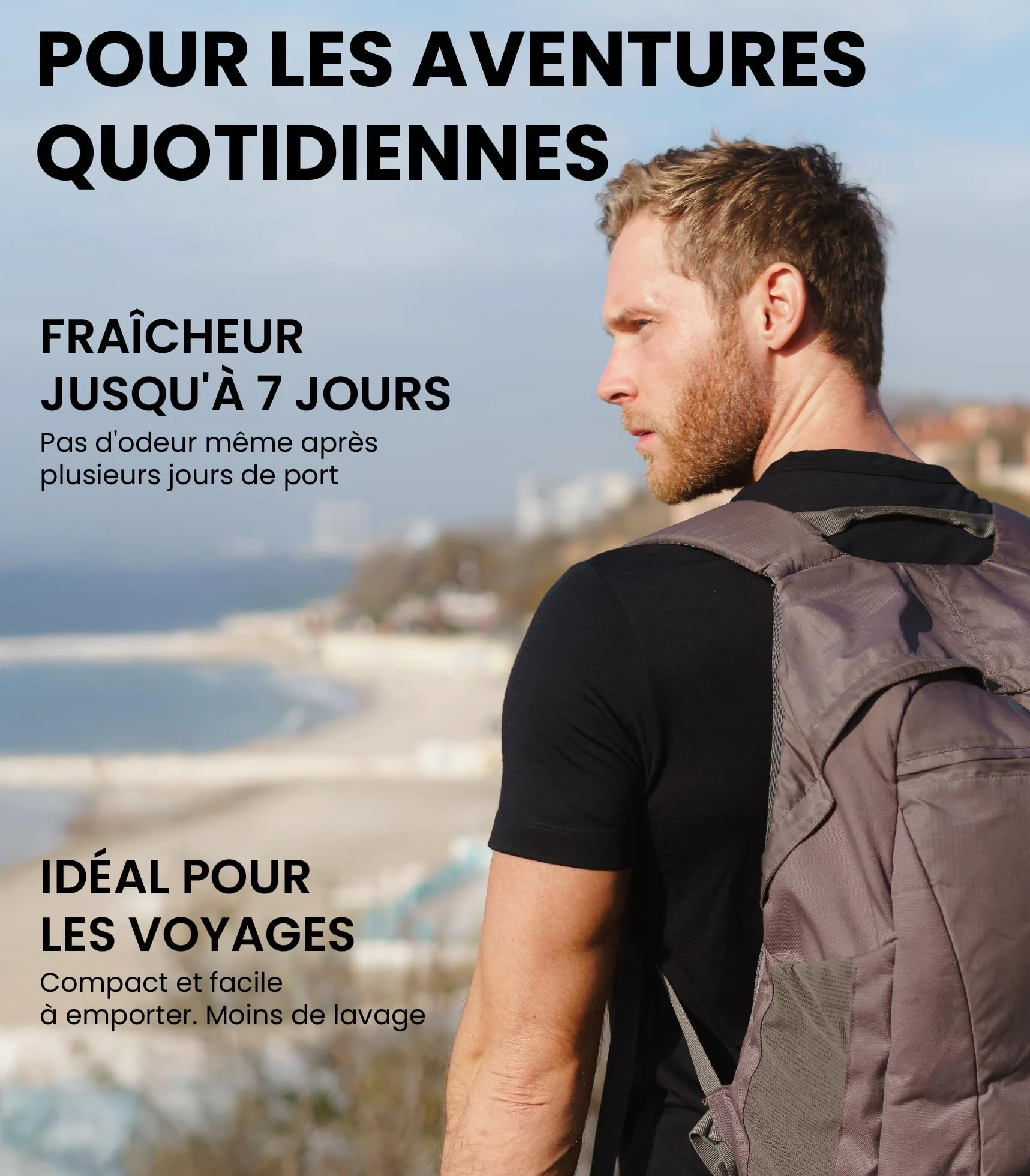 Merino.tech T Shirt Merinos Homme 100% Laine Merinos Lightweight