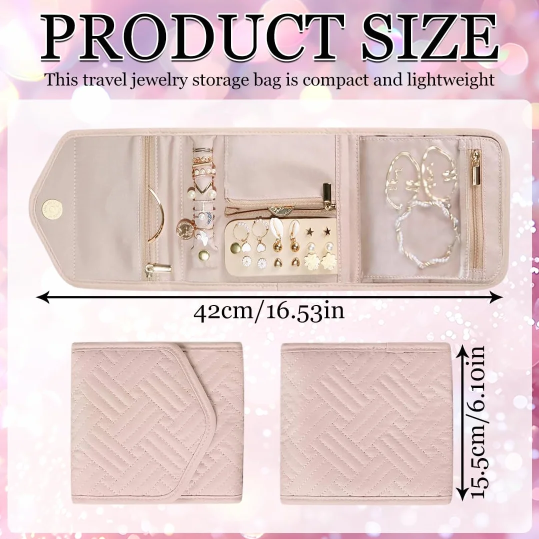 Organisateur de Bijoux Pliable Pochette Voyage pour Bracelets Bagues Colliers Boucles d'Oreilles