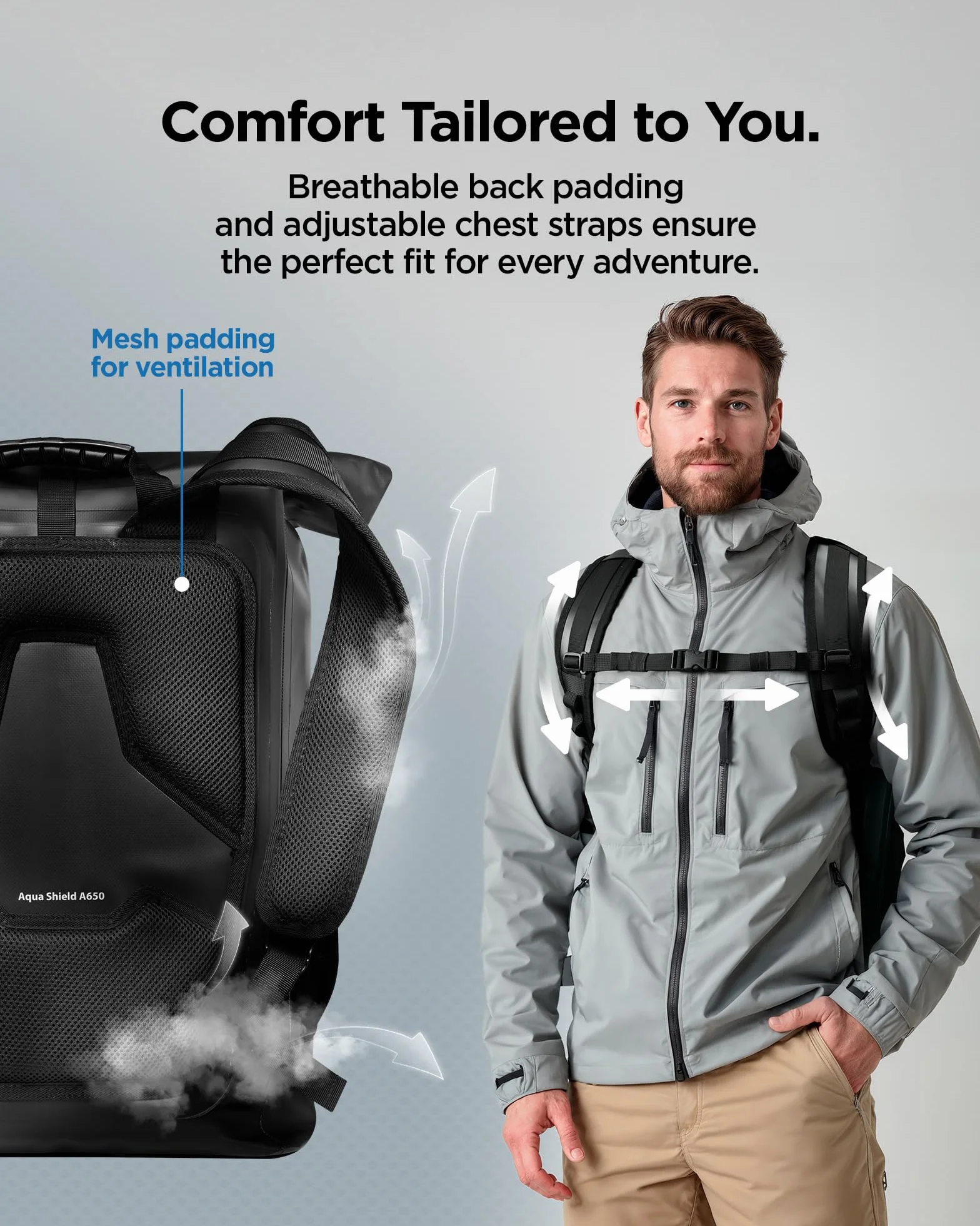Spigen Aqua Shield A650 Sac à Dos Étanche IPX6 Compatible Ordinateur Portable 16 Pouces Dos Ventilé Noir