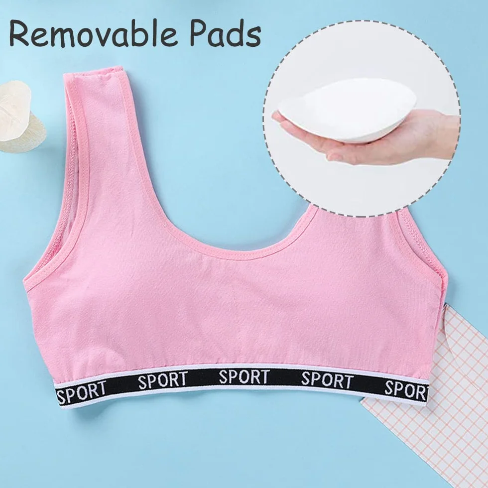 Lot de 5 Brassières Sport Fille Coton Bustier Dos U Débardeur Crop Tops 8-15 Ans