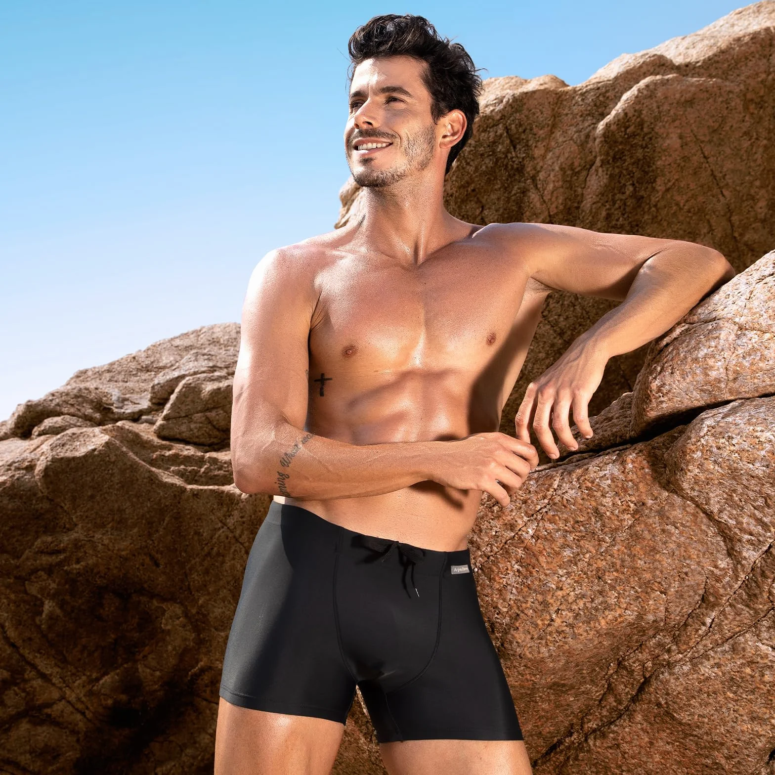 Arjen Kroos Maillot de Bain Homme Boxer Short Séchage Rapide Calecon Swim Trunks Cordon Serrage Réglable Piscine Plage