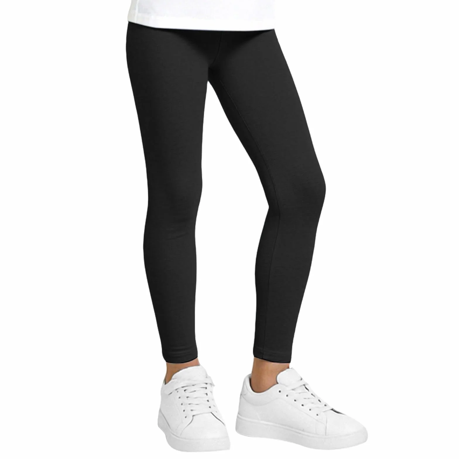 JinBei Leggings Filles Coton Longueur Pantalon Léger Respirant Tissu Extensible Couleur Unie Confortable Enfants Danse Fitness Gymnast Âge 5-12