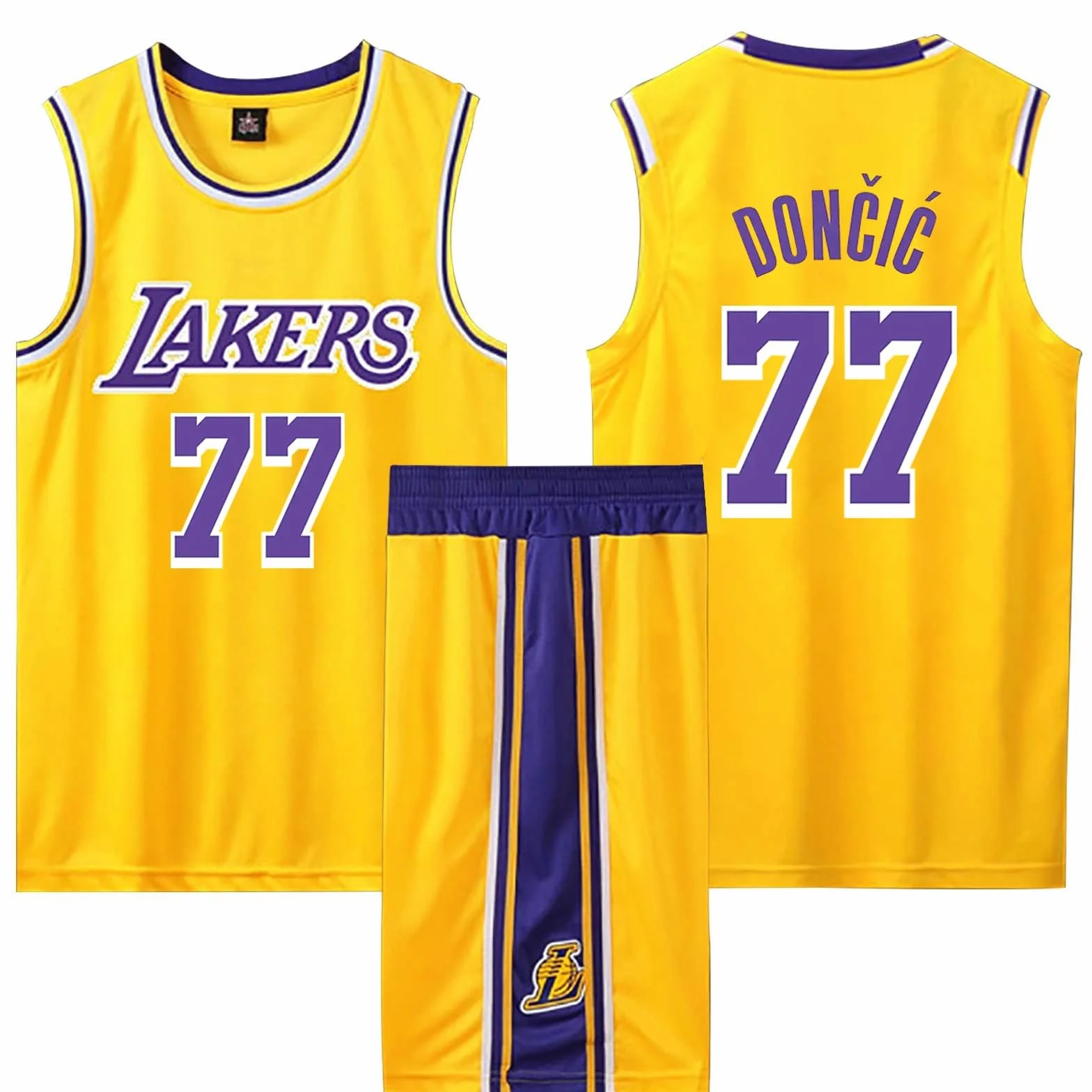 Maillot Basket Enfant-Adulte 2 Pièces 2025 Bleu Coupe Ajustée Col Rond Manche Courte Évacuation Humidité Respirable