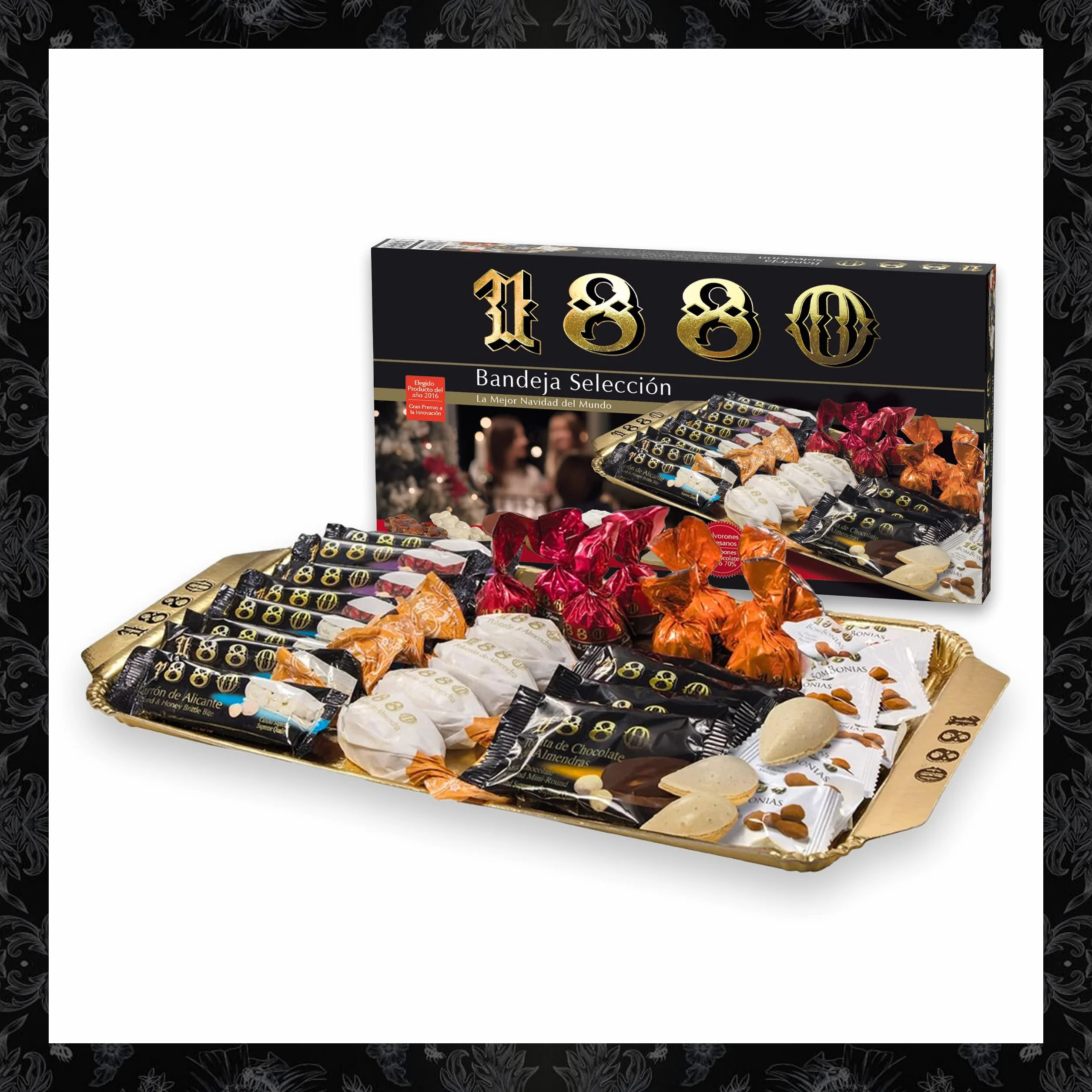 1880 - Sélection Plateau en boîte, Le nougat le plus cher du monde, Sélection de Noël, Qualité Suprême, Douceur de Noël typique, Recette Artisanale, Prêt à Servir, 450g