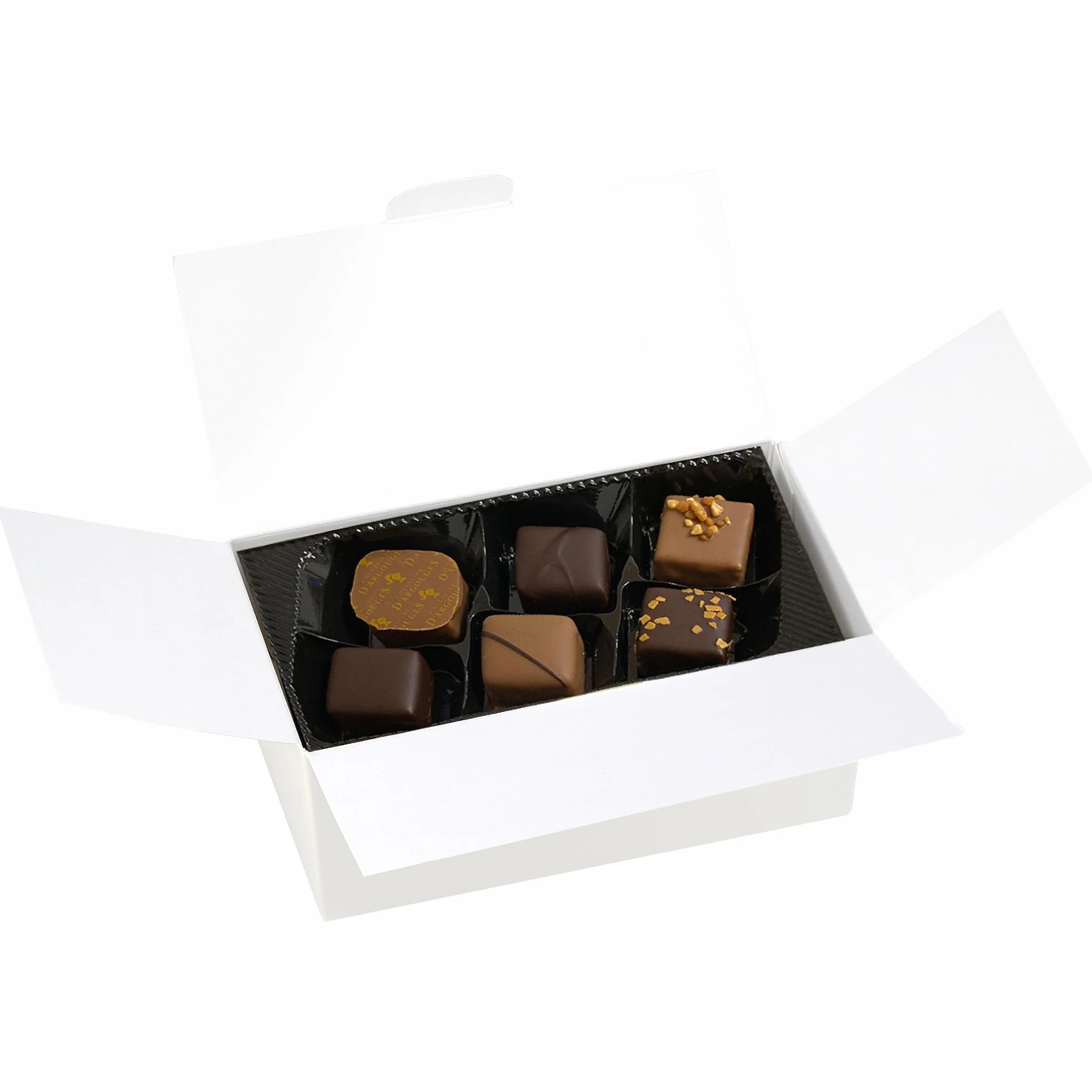CHEVALIERS D'ARGOUGES Maîtres Chocolatiers Français - Assortiment de chocolats noir 70% et lait 33% - Ballotin cadeau St-Valentin - 175g
