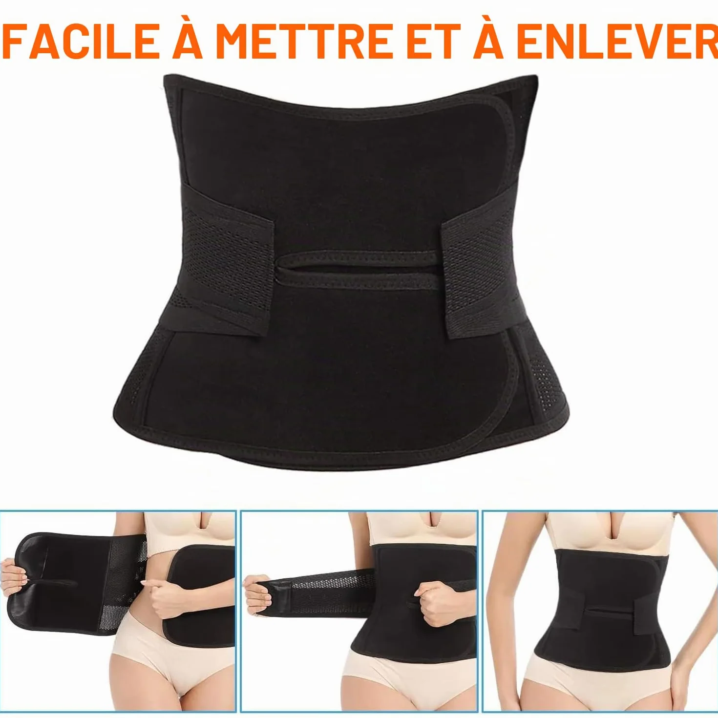 Trendyline Ceinture ventrale post-partum Ajustable Respirante pour Femmes Noir Moyen