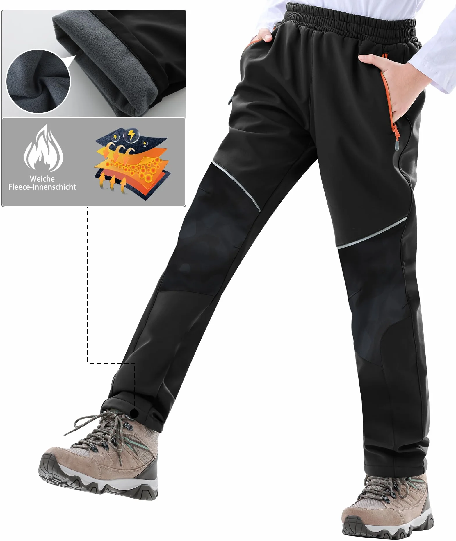 Zoofly Pantalon de Ski Enfant Imperméable Softshell Doublé Polaire Chaude