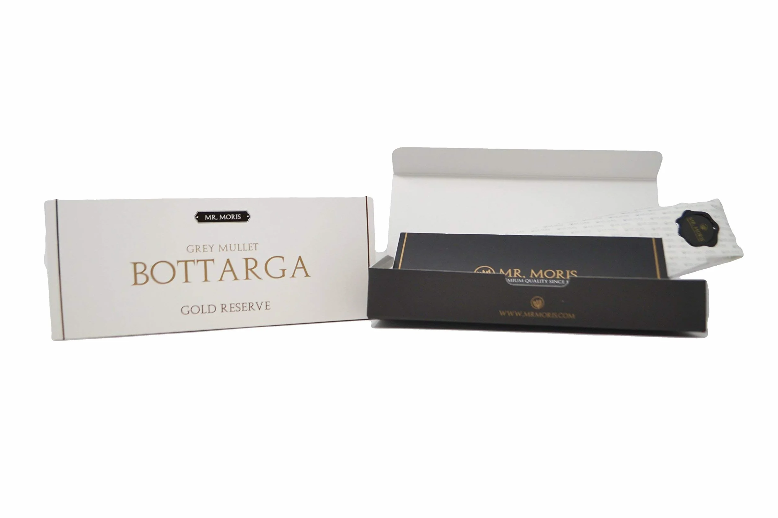 Mr. Moris │ Bottarga │ Gold Reserve │ Œufs de mulet, casher │ Fabriquée en Italie │ Grand, environ 175 g │ Œufs de mulet Gold Reserve │ Présentation de luxe │ Paquet de 175 g