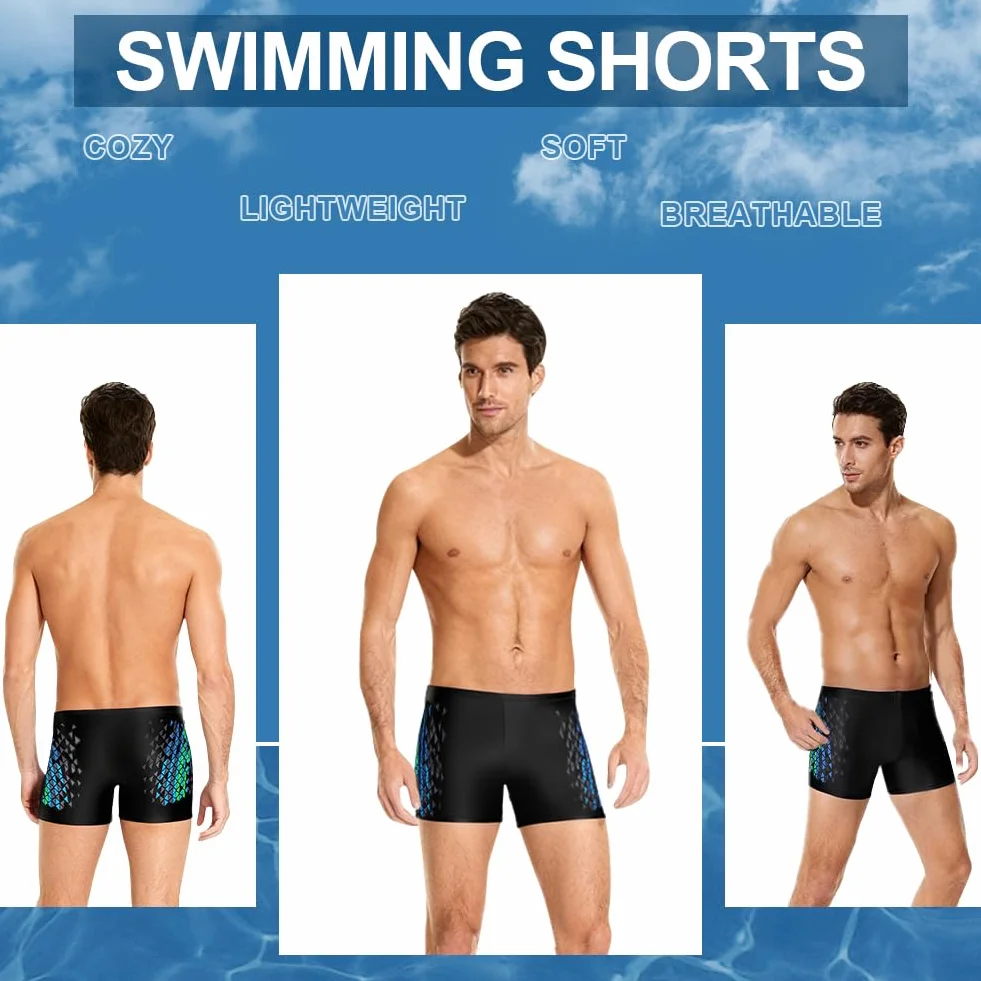 Slip de Bain Homme Maillot de Bains Swim Boxer avec Cordon de Serrage pour Plage Natation