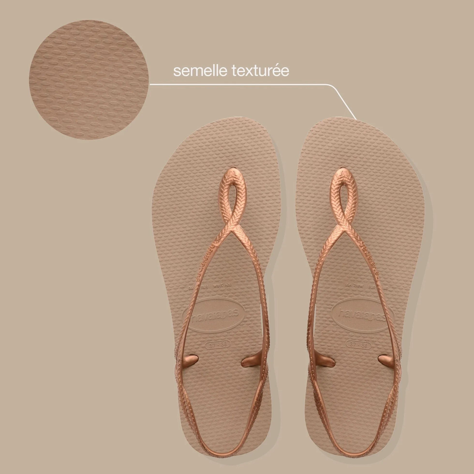 Havaianas Luna Sandales Confortables Femme Lanières Tressées Semelle Antidérapante