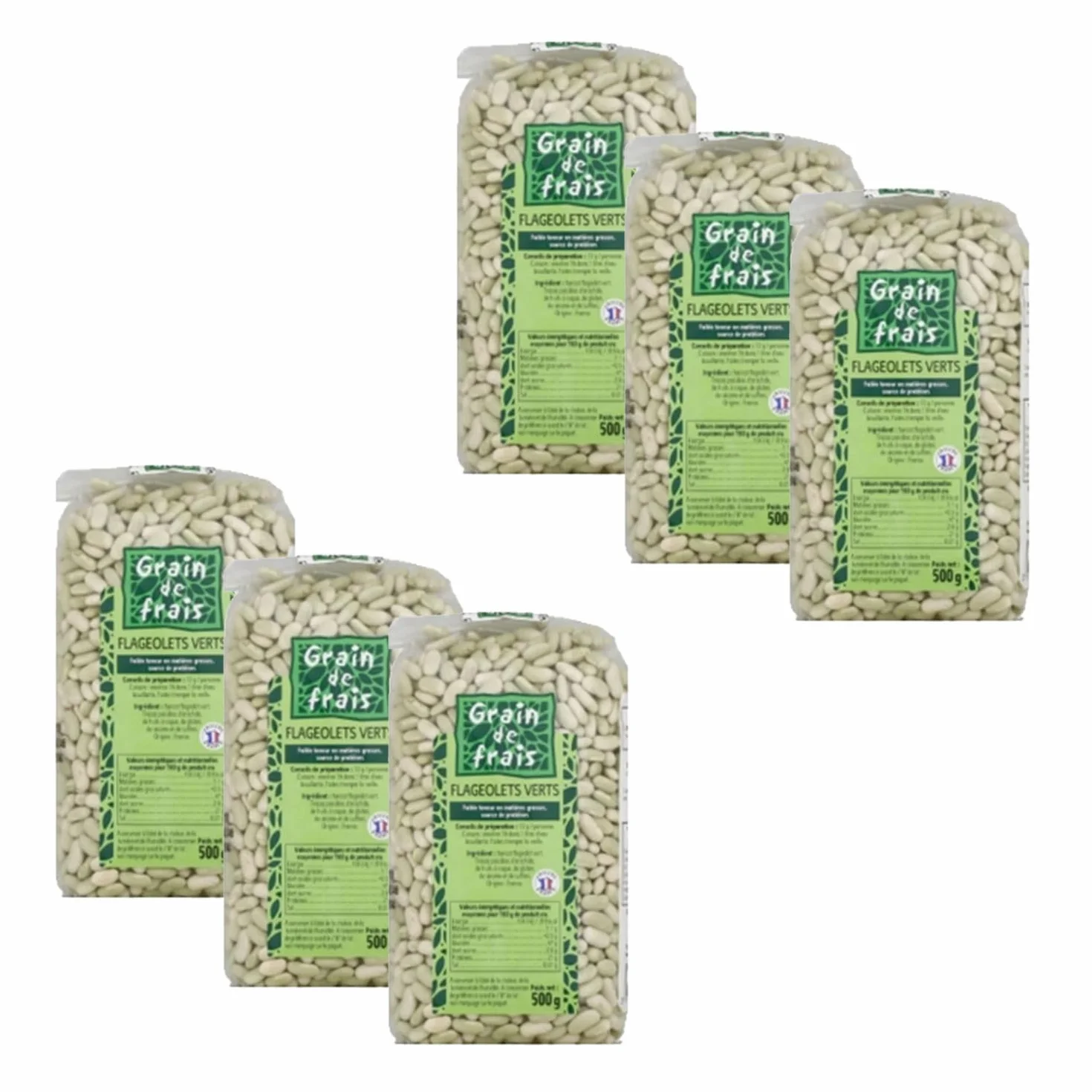 Lot 6x Flageolet vert France - Grain de Frais - paquet 500g