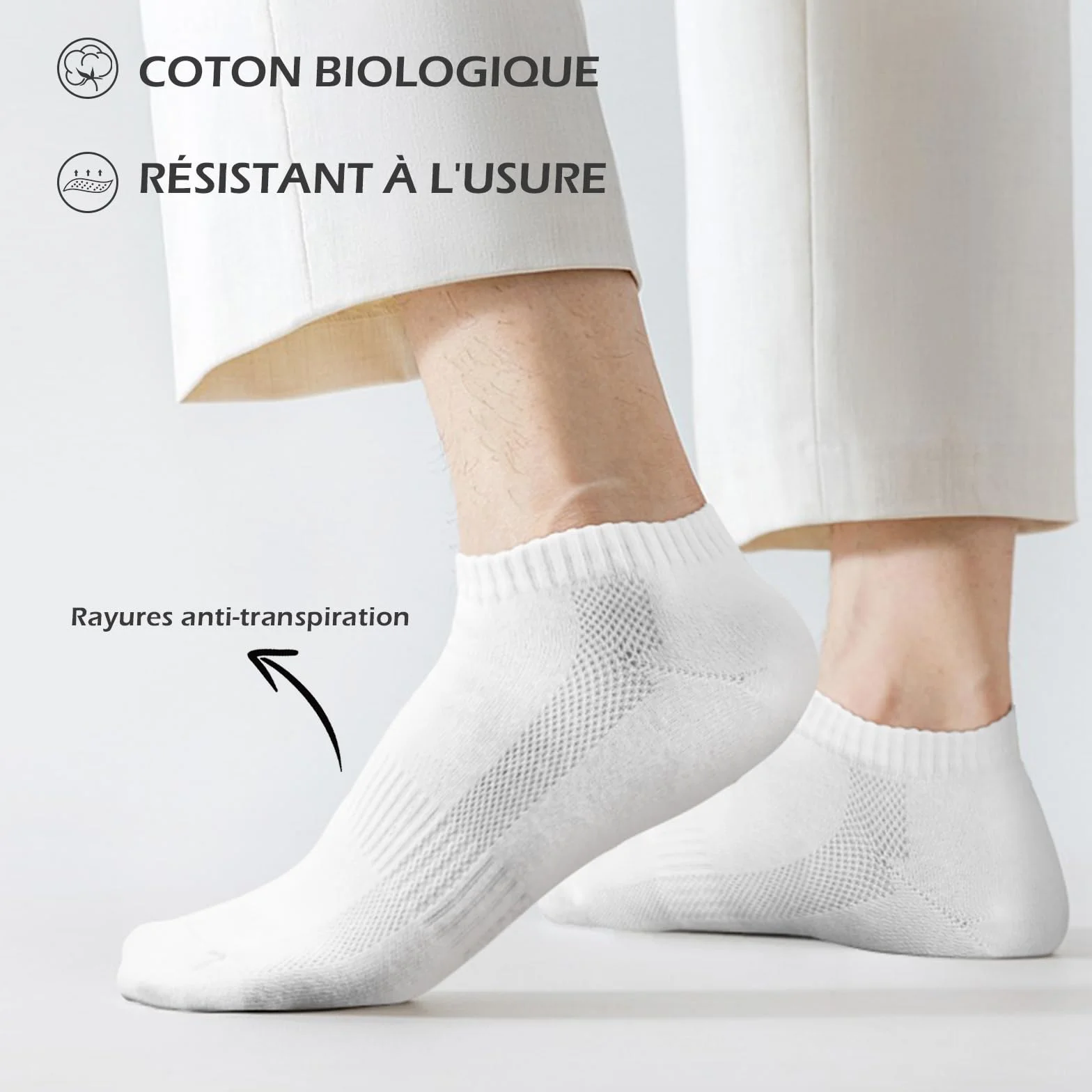 QINCAO Chaussettes de Sport Courtes en Coton Respirantes 6/10 Paires