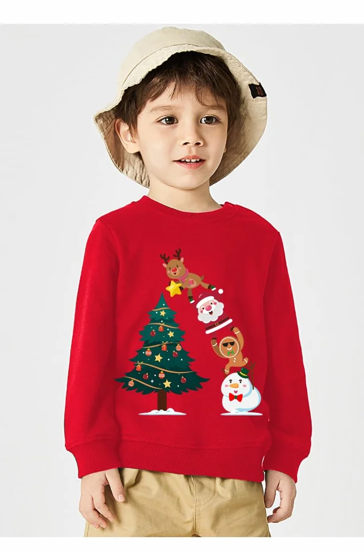 EULLA Sweat-shirt unisexe polaire coton motifs Élan Taille 92-122