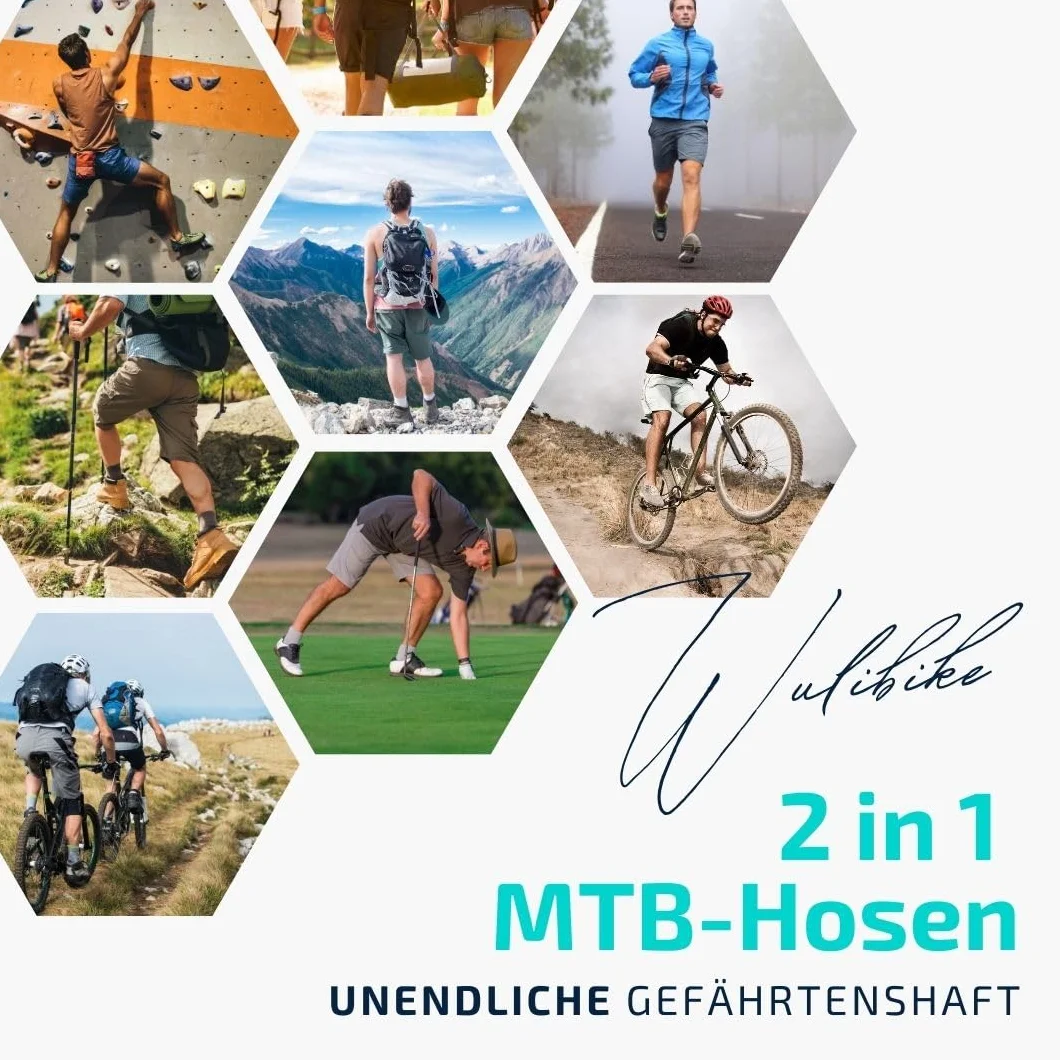 Wulibike Shorts de Vélo de Montagne 2 en 1 avec Rembourrage pour Hommes