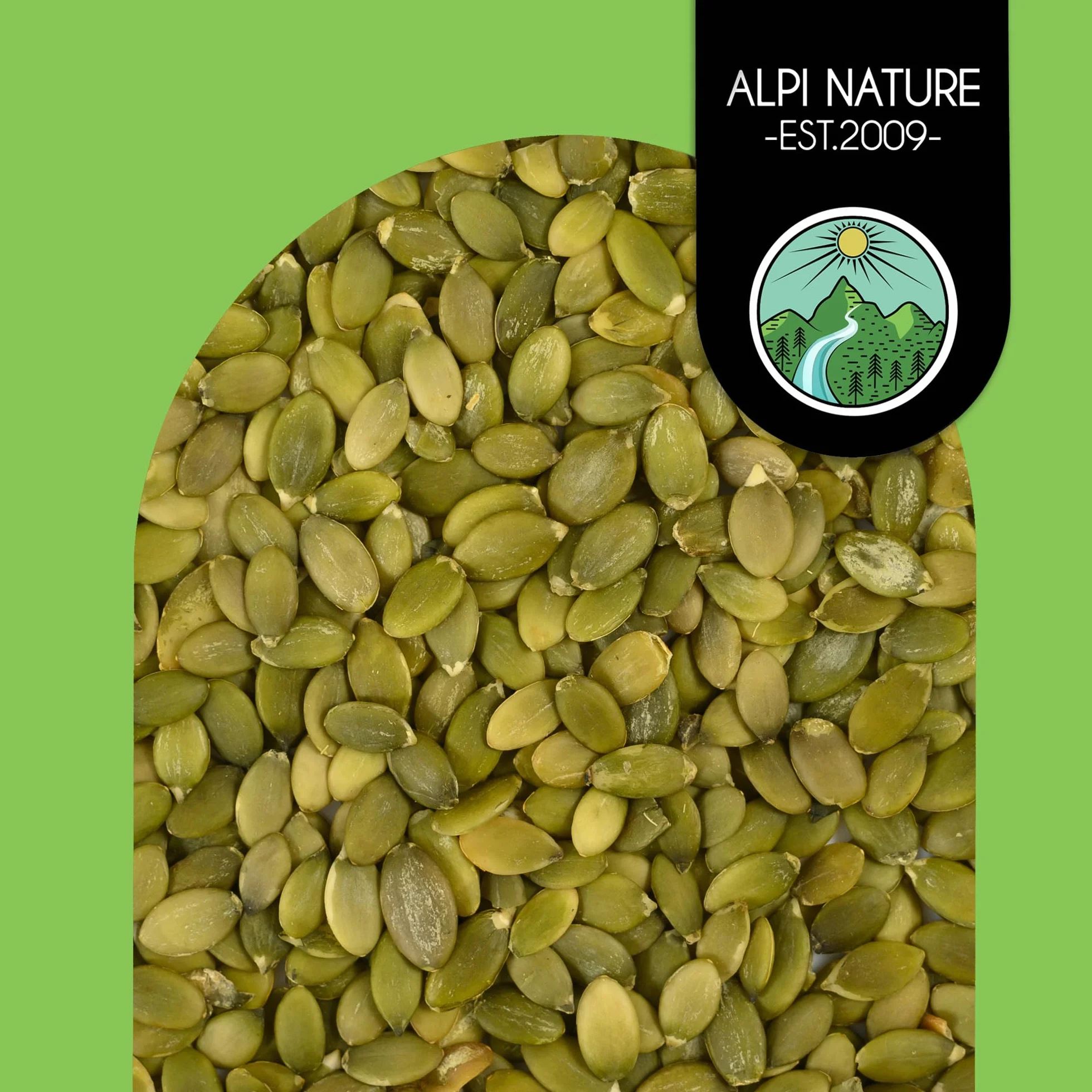 Alpi Nature Graine de Courge BIO 1kg, Graines de Courge Crues et Pelées pour Salades, Smoothies et Desserts