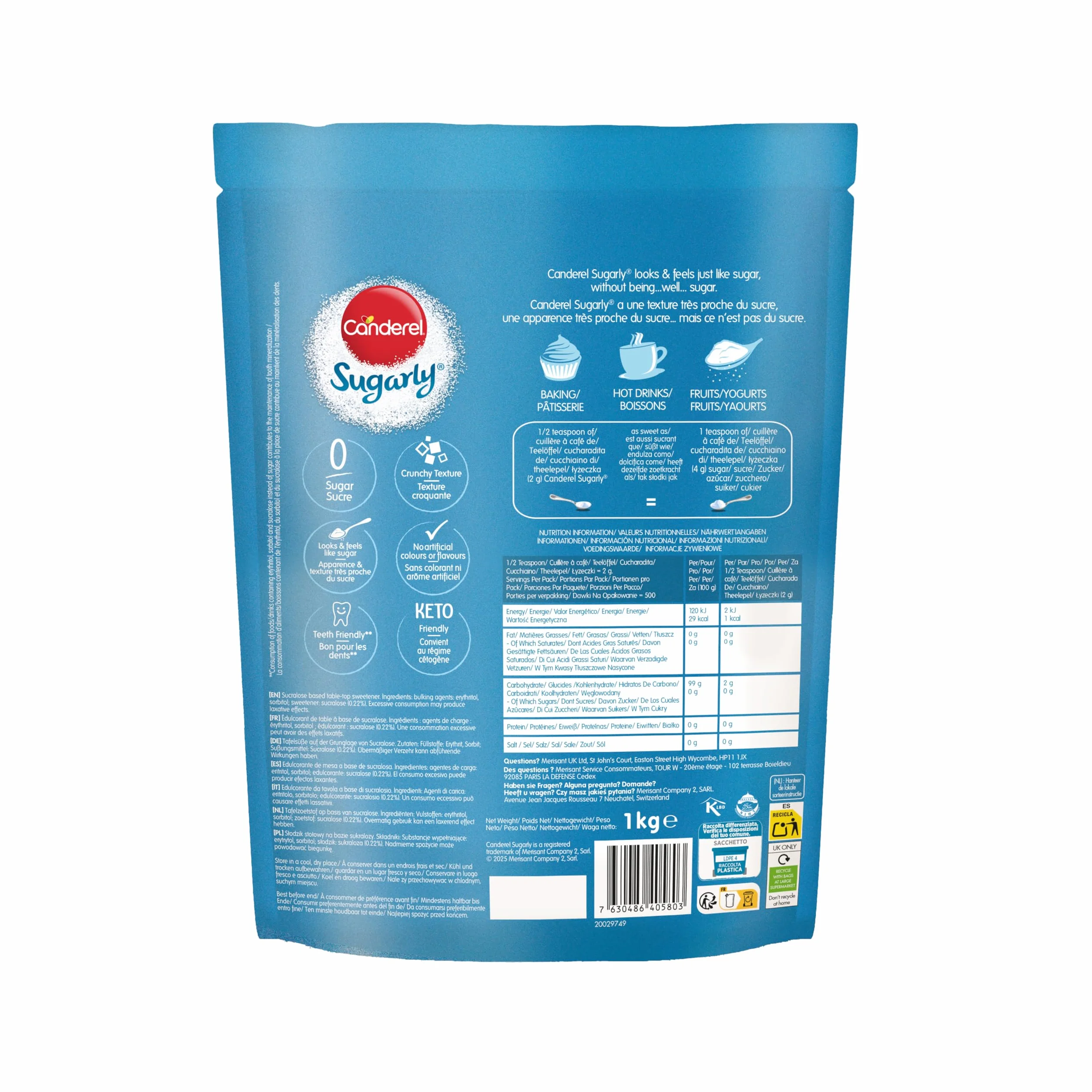 Canderel Sugarly - Poudre Cristallisée - Zéro Sucre - Édulcorant | 1kg