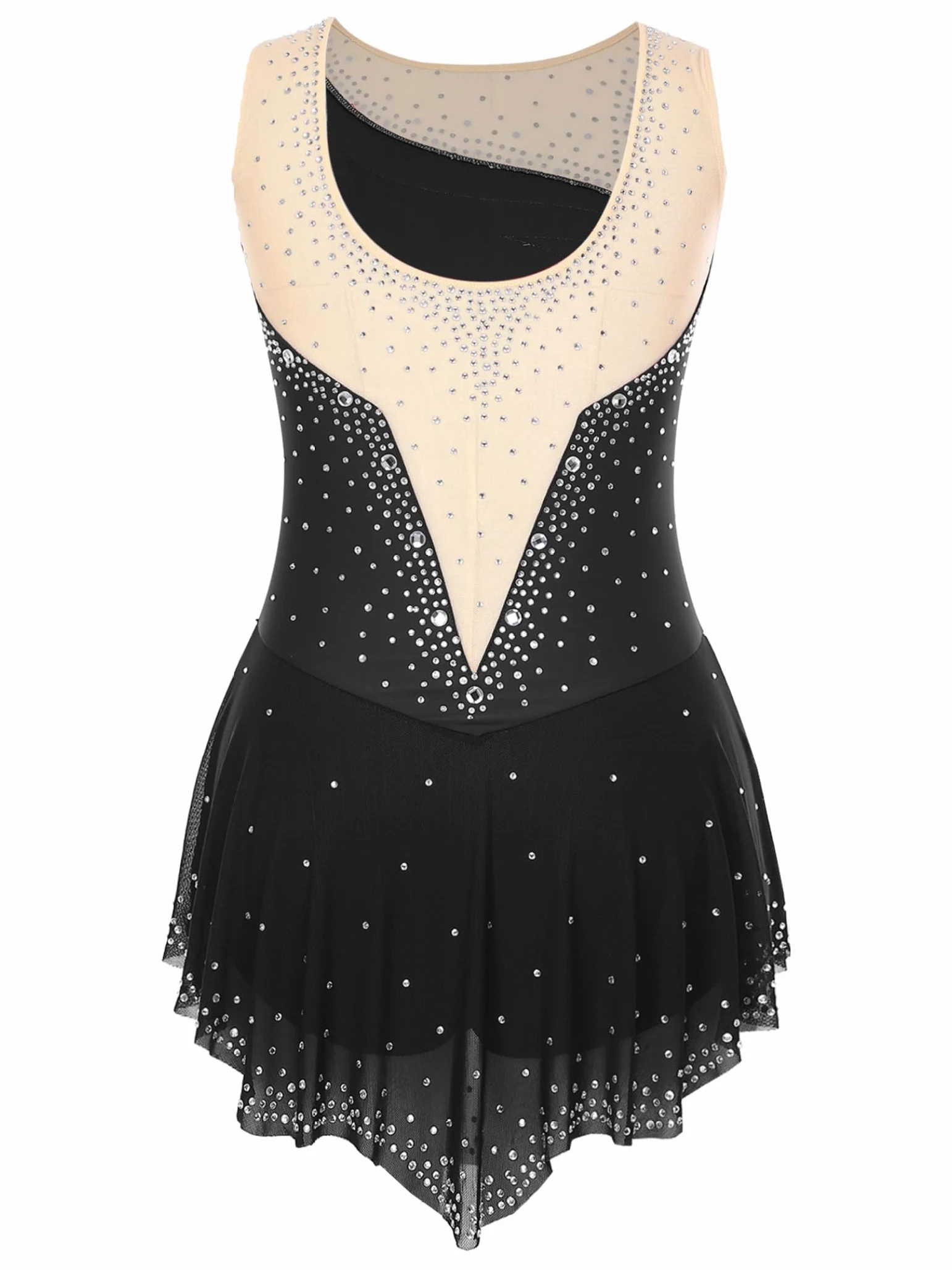 Robe Patinage Artistique Strass Justaucorps Gymnastique Danse sur Glace
