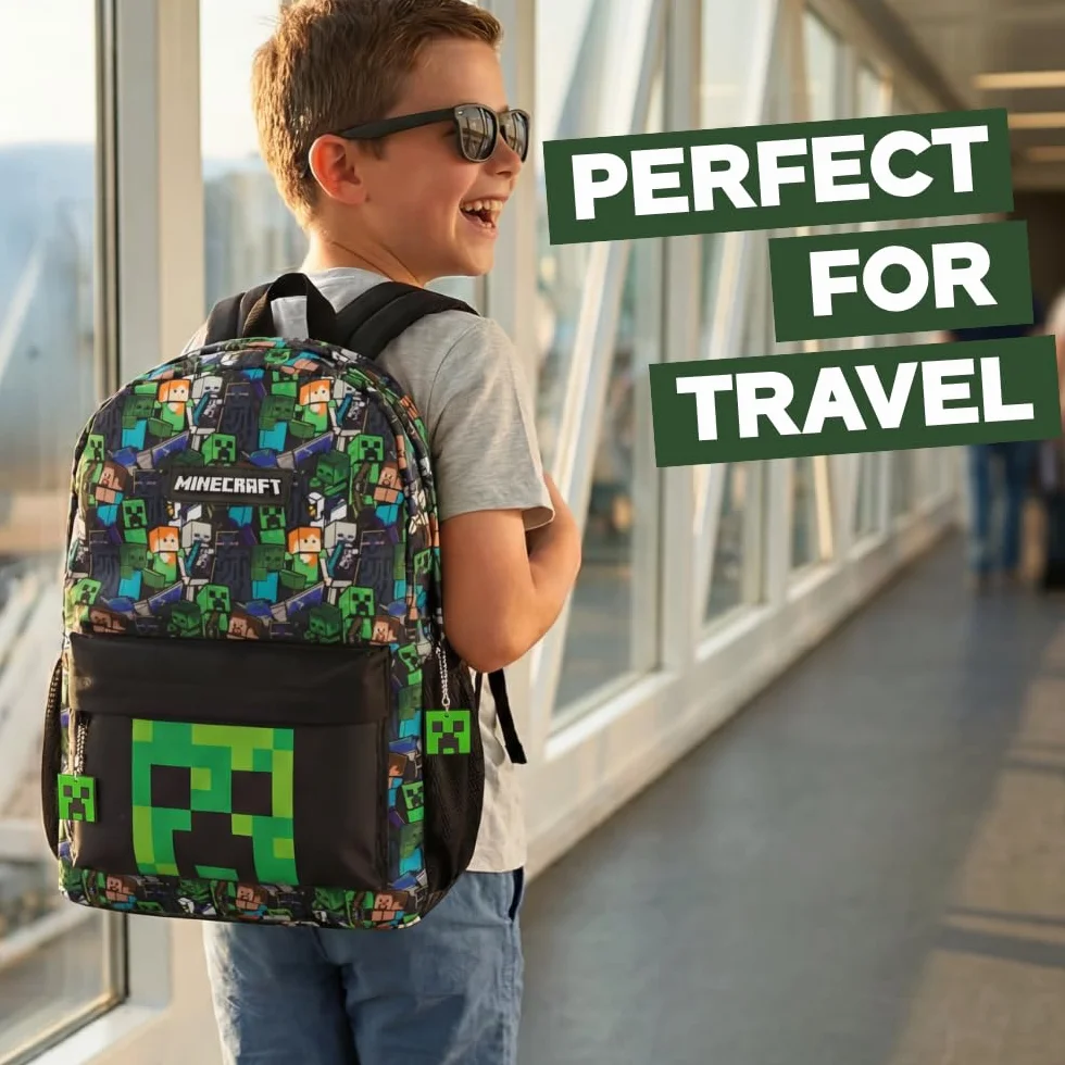 Minecraft Sac à dos multicolore Steve & Creeper avec zip pour enfants