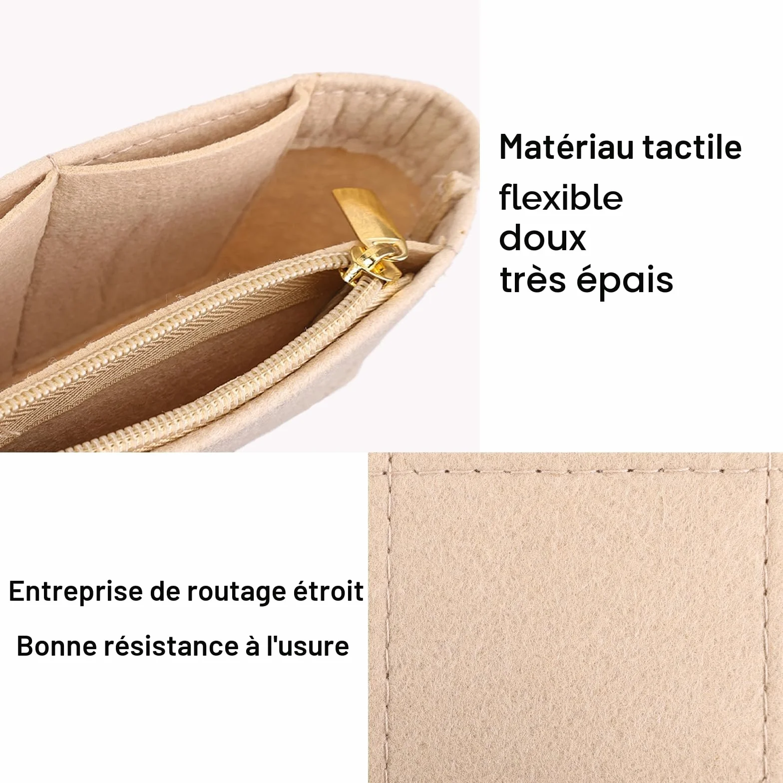GADITIEK Organisateur de sac à main avec plusieurs poches, Beige-MINI