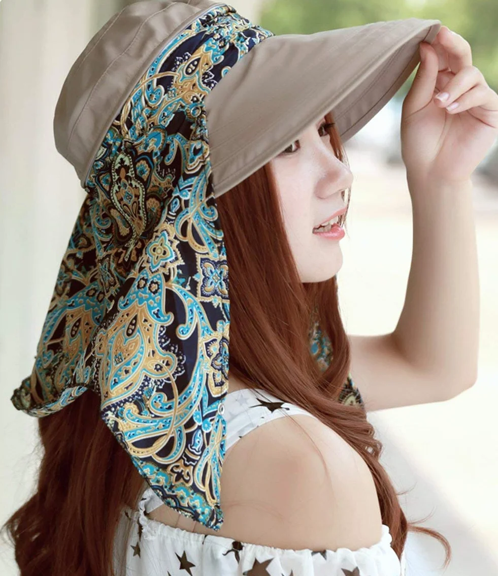 Casquette Femme Visière Large Bord Chapeau de Soleil UPF 50+ Anti-UV Pliable Protection Solaire
