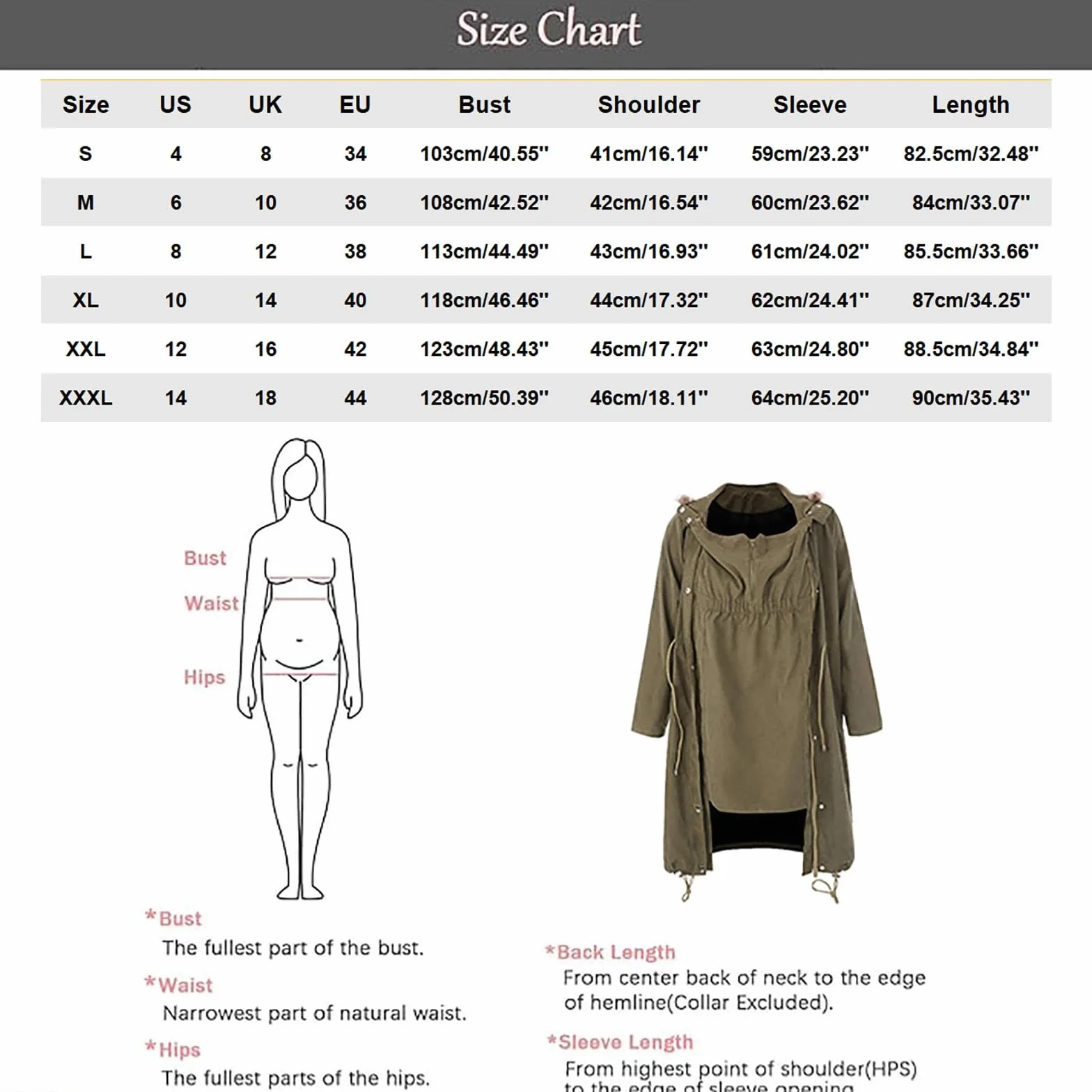 Veste d'hiver pour femme enceinte 3 en 1 en coton imperméable avec capuche et poches