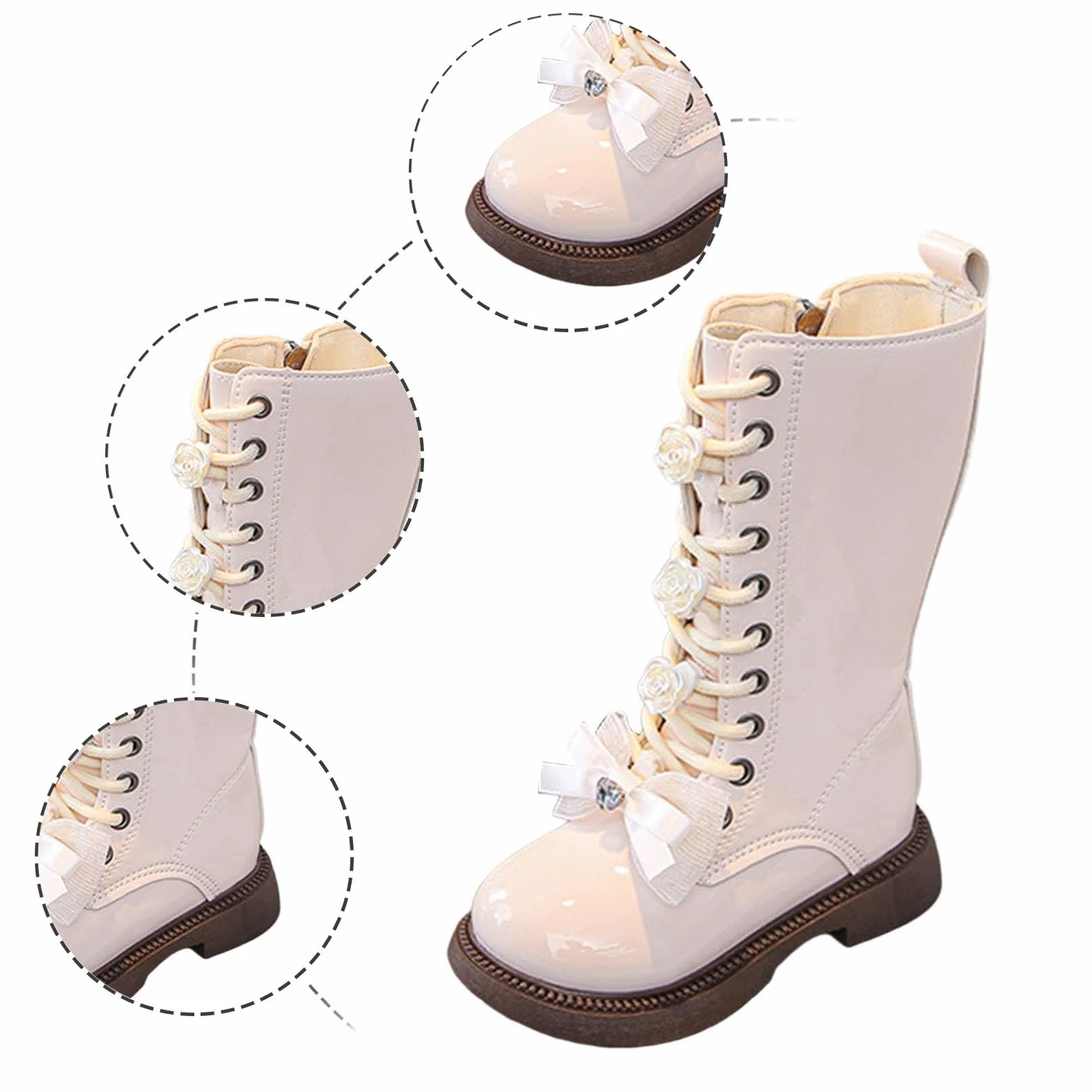 Bottes Combat Fille Cuir PU Imperméables Style Gothique Western Chaussures Hiver