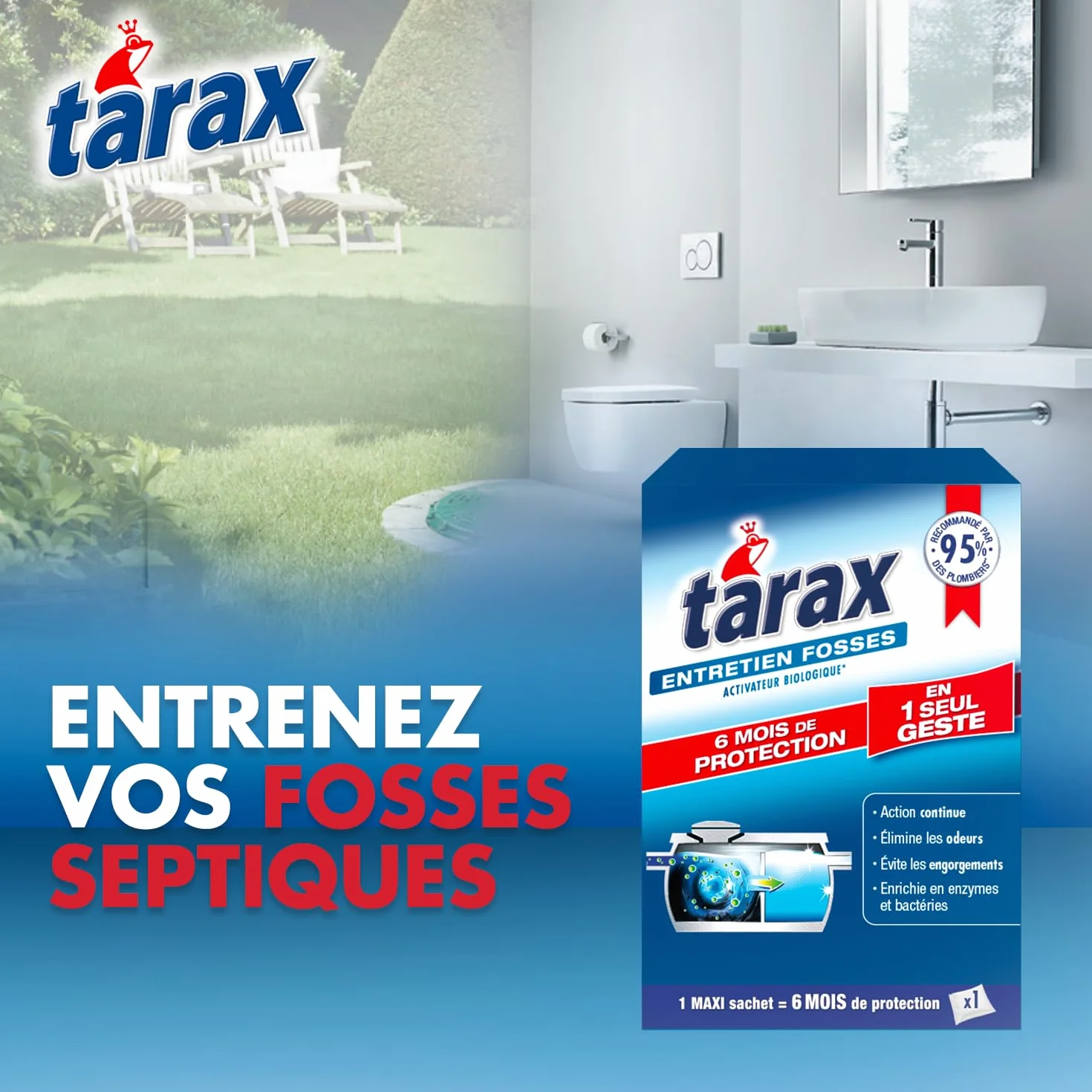 Traitement Fosses Septiques 6 Mois - Activateur Fosse Septique Enzymes Bactéries - 1 Maxi Sachet