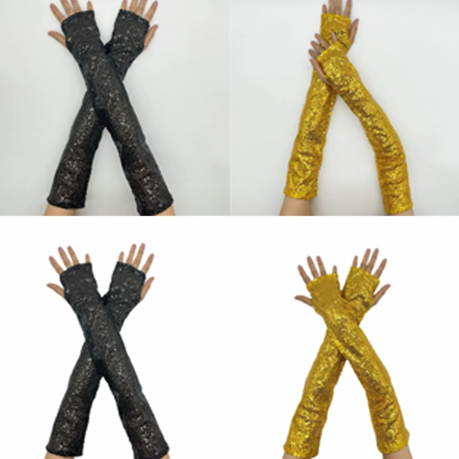 Gants longs réfléchissants à paillettes confortables pour fêtes costumées