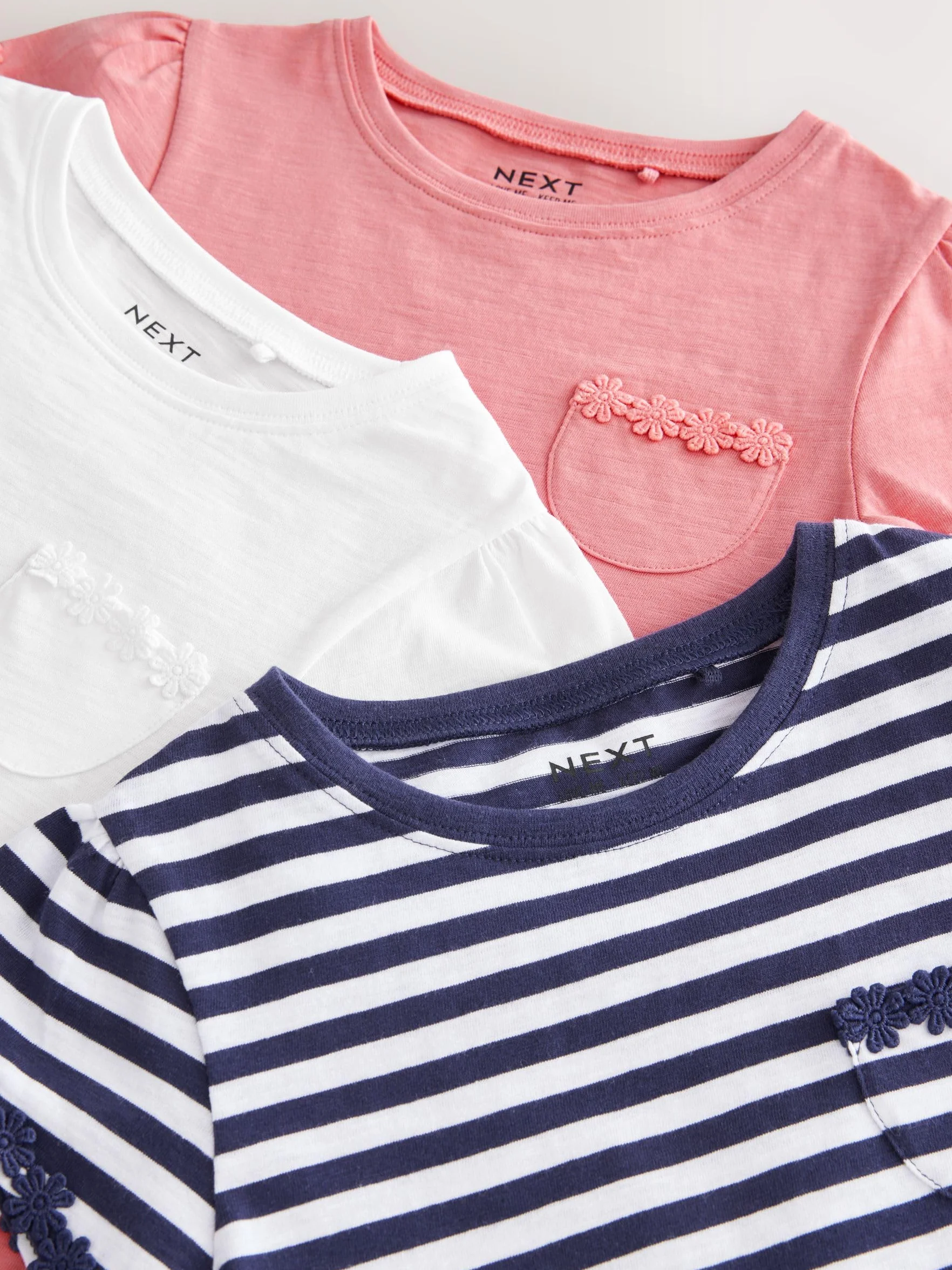 NEXT Fille T-Shirt avec liseré orné de Marguerites Lot de 3
