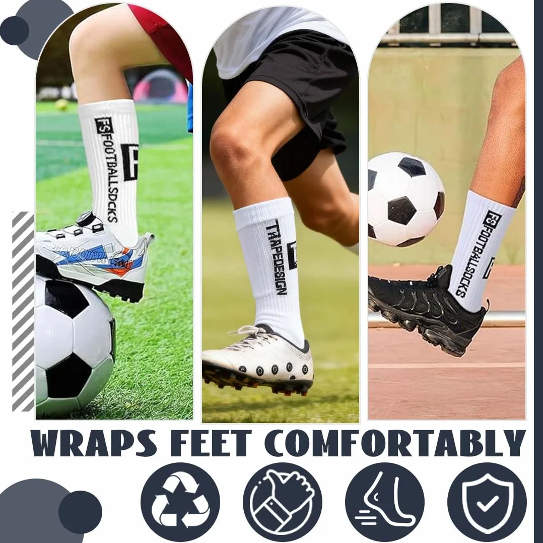 Chaussette Foot Enfant 3 Paires Blanc Taille 33-39 Antidérapantes Football Basketball