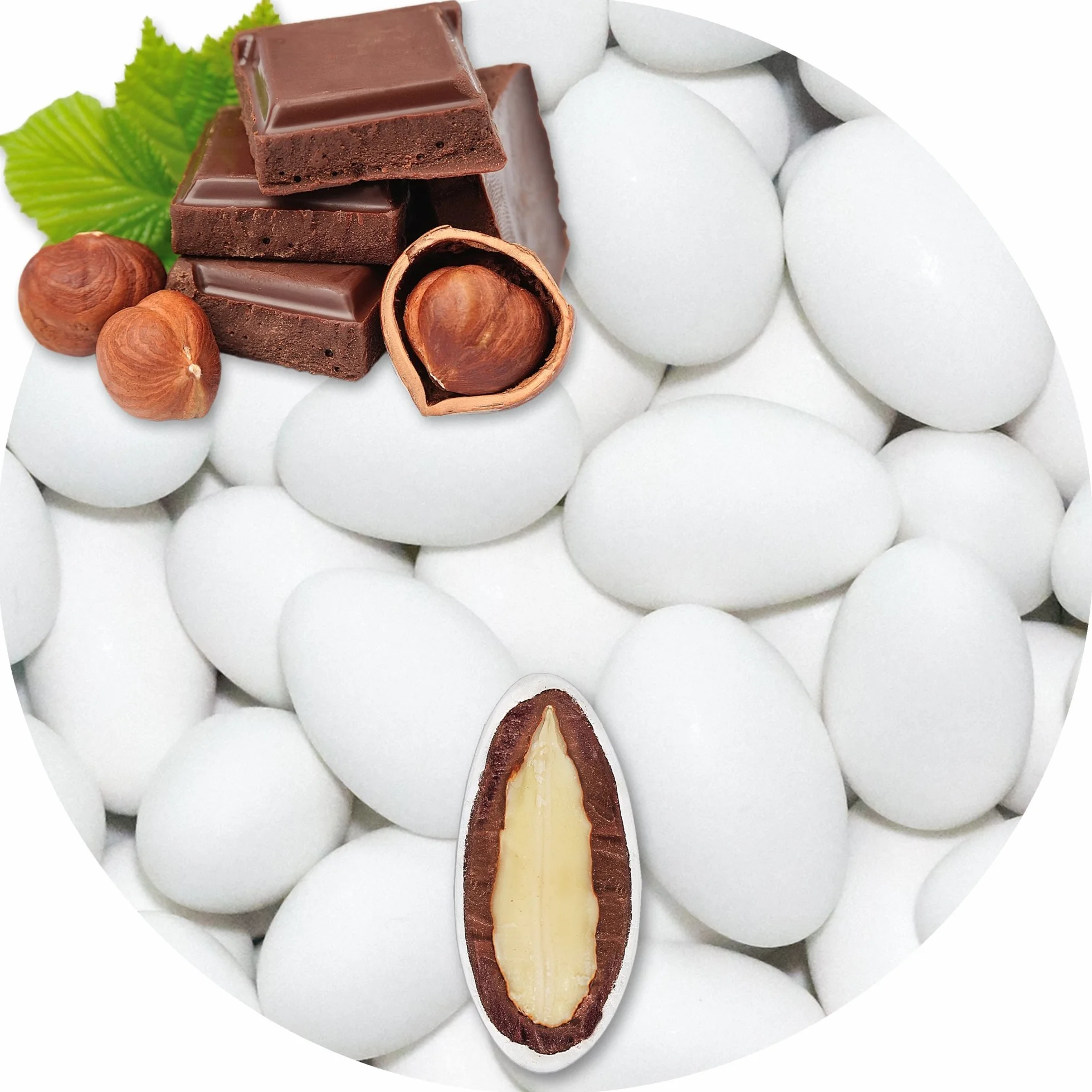 EinsSein 0,5 kg d'amandes au chocolat nougat blanc mat - Pour mariage, baptême, communion, confirmation - Amandes au chocolat et sucre parlant au chocolat et amandes sucrées - Badem sekeri