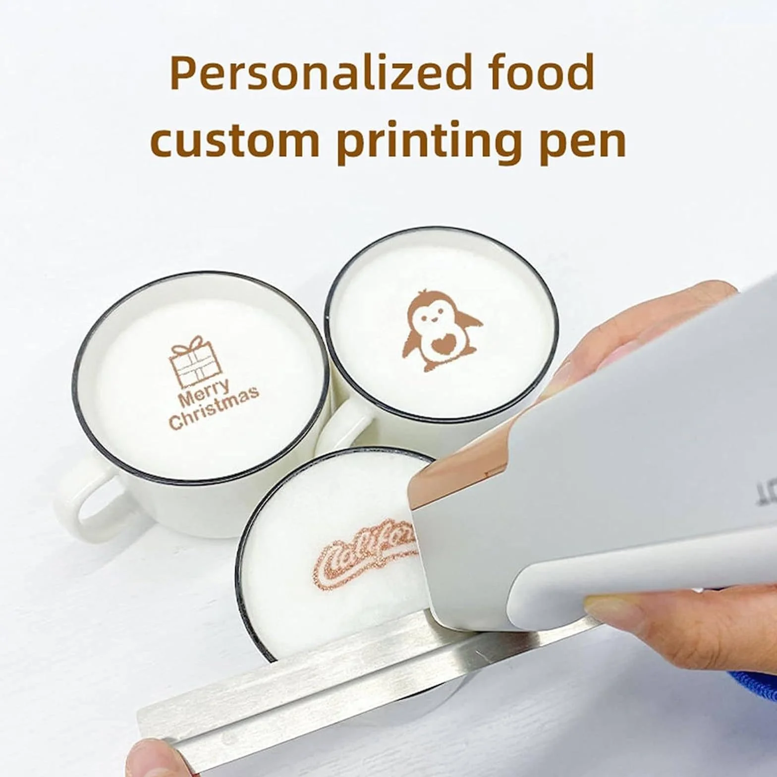 Imprimante Comestible Portable, Imprimante Alimentaire Multifonctionnelle, Stylo à Jet D'encre Alimentaire Sans Fil Avec Contrôle App, Précision 300 Dpi, Pour Café, Pain, Gâteaux, Biscuits,Red