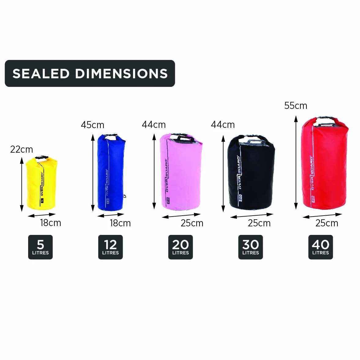 Overboard Sac à dos étanche avec tube et sangle réglable