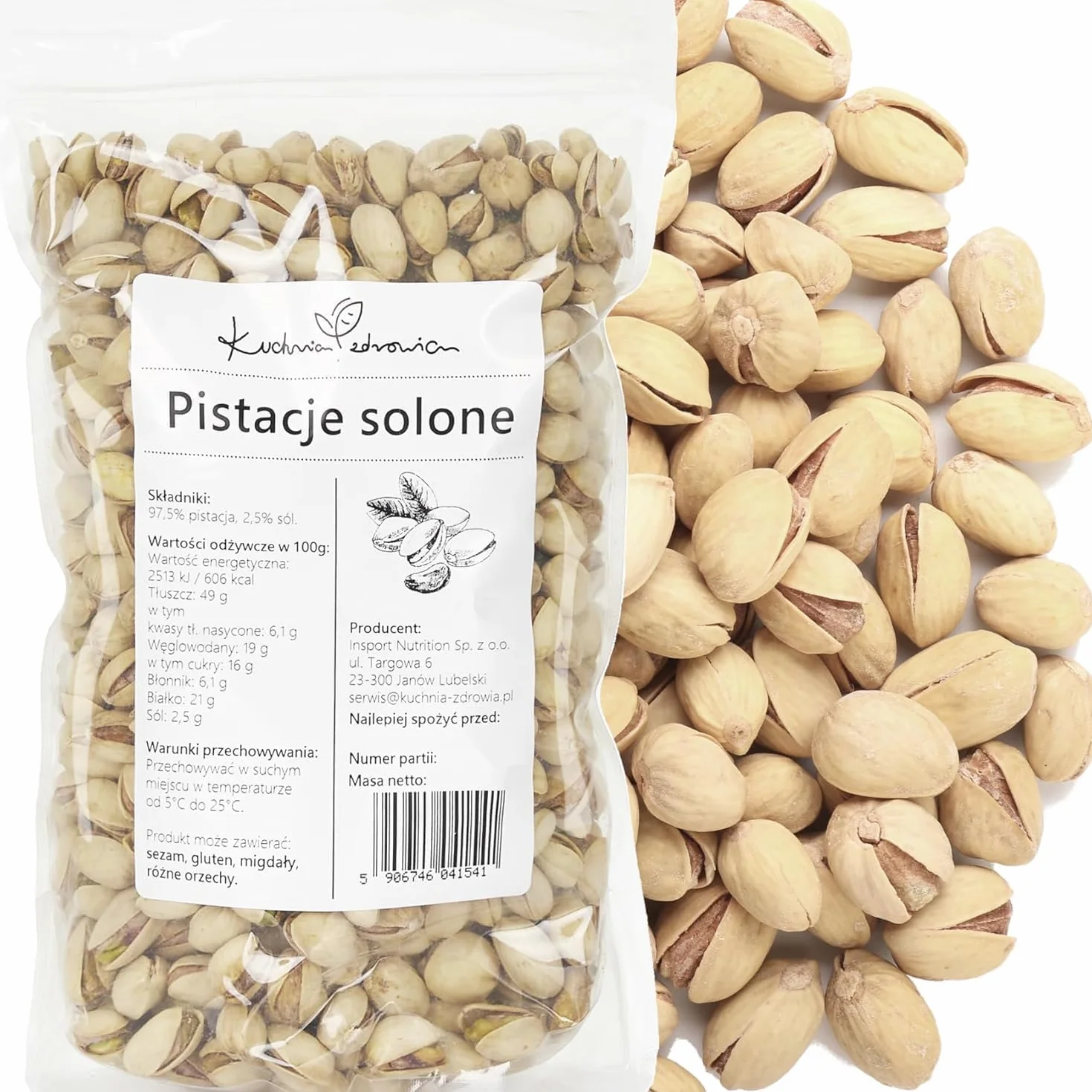 Pistaches Salées Naturelles 1 kg - Pistaches Croquantes Avec Sel, Riches En Fibres Et Source De Protéines, Idéales Pour Apéritif Et Snacks, Kuchnia Zdrowia