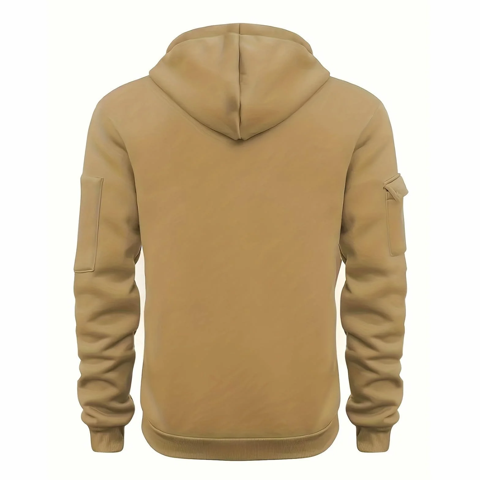 Sweat à Capuche Homme Demi-Fermeture Éclair Grandes Tailles Multi Poches Travail Plein Air Couleur Unie