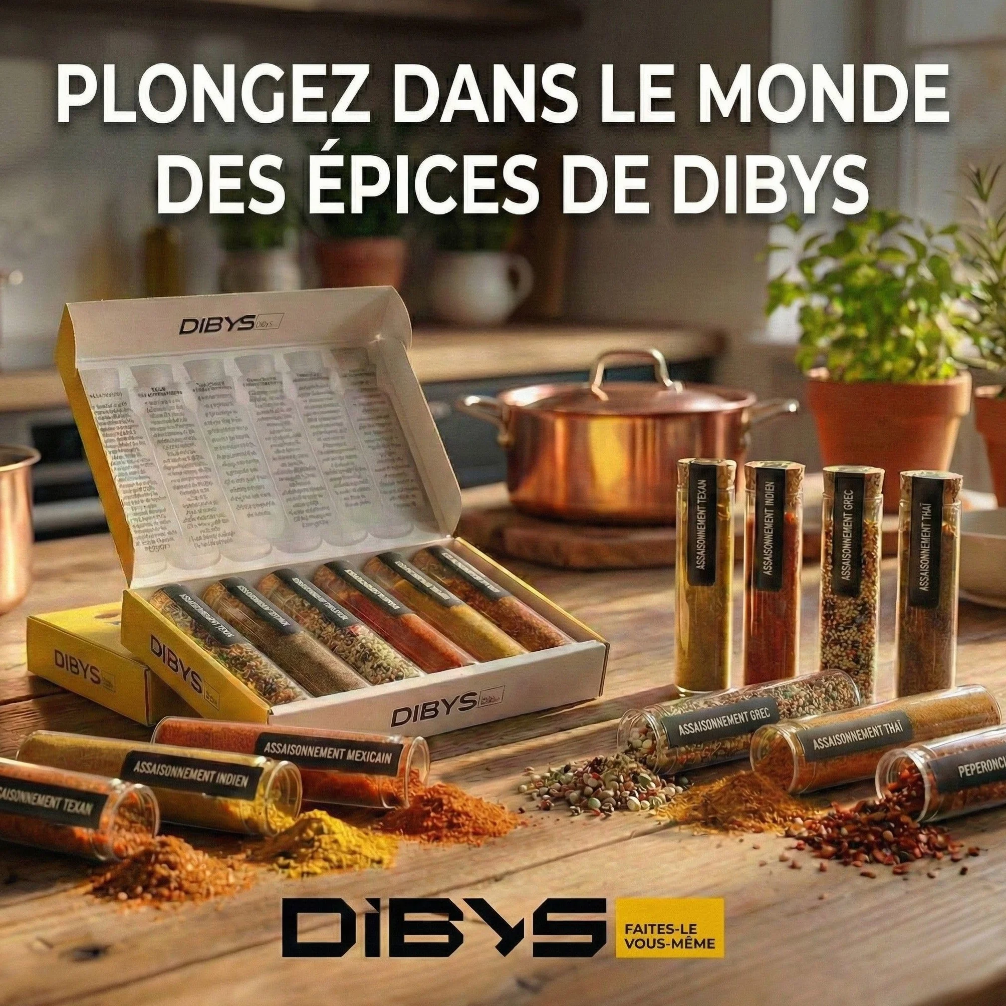 DIBYS Coffret Épices du Monde | Recettes Incluses | Coffret Cadeau Épices | Cadeaux pour les Amateurs et les Passionnés de Cuisine | Mélanges d'épices d'Inde, du Mexique, de Grèce & plus encore