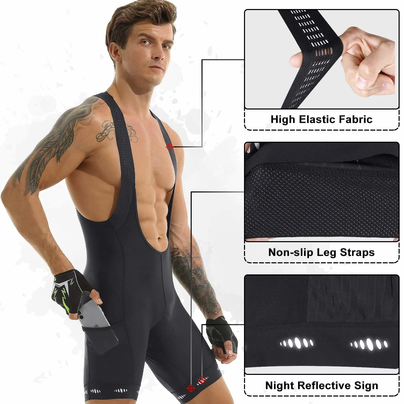 X-TIGER Shorts de Cyclisme Homme avec Gel 5D Pantalon Cuissard Vélo Rembourré Court VTT Route Sports Fitness