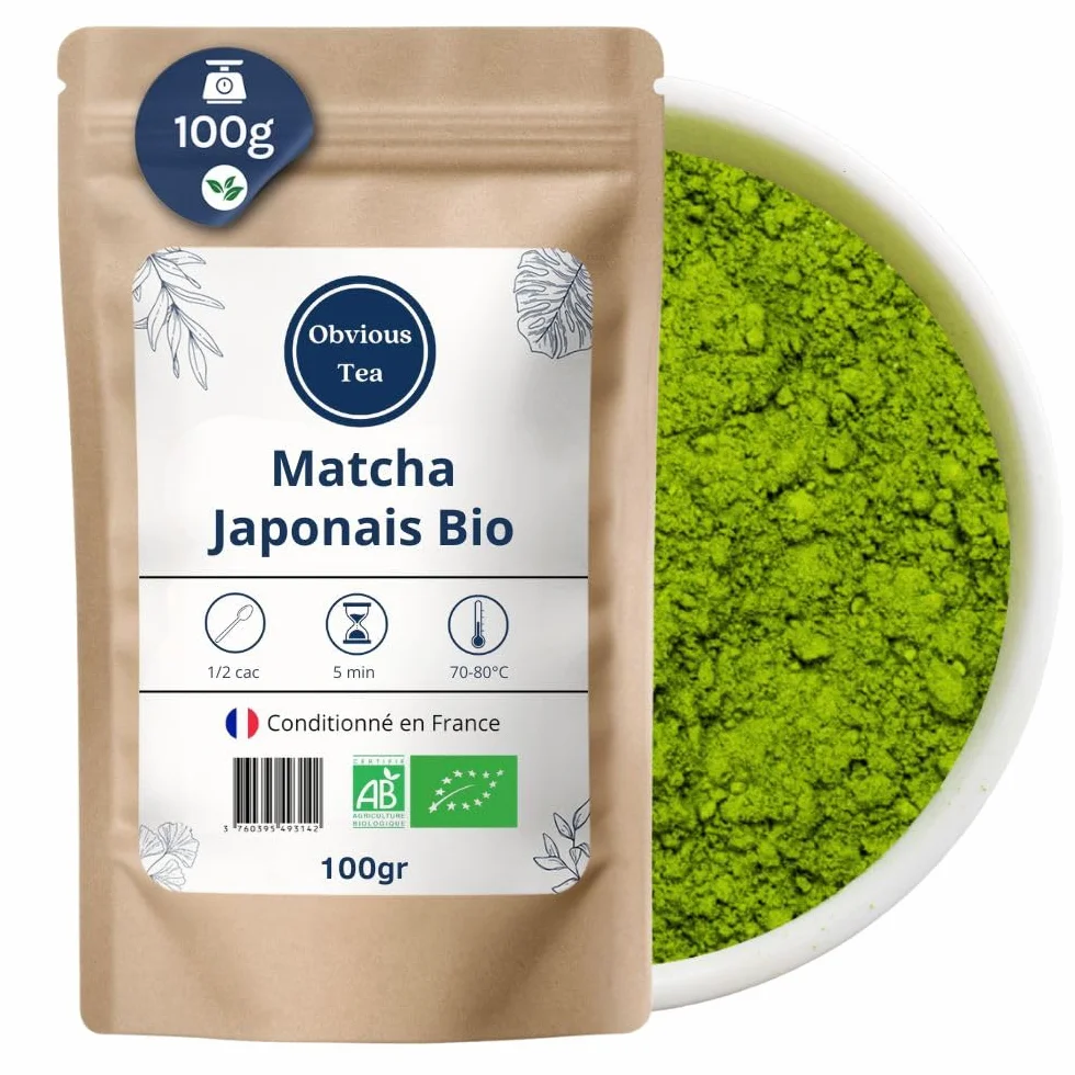 Matcha Bio Japonais - Poudre de Thé Vert Broyé en Vrac - Thé Traditionnel pour Dégustation Haute Qualité - 100% Naturel - Agriculture Biologique - Sachet 100 gr (50 Tasses)