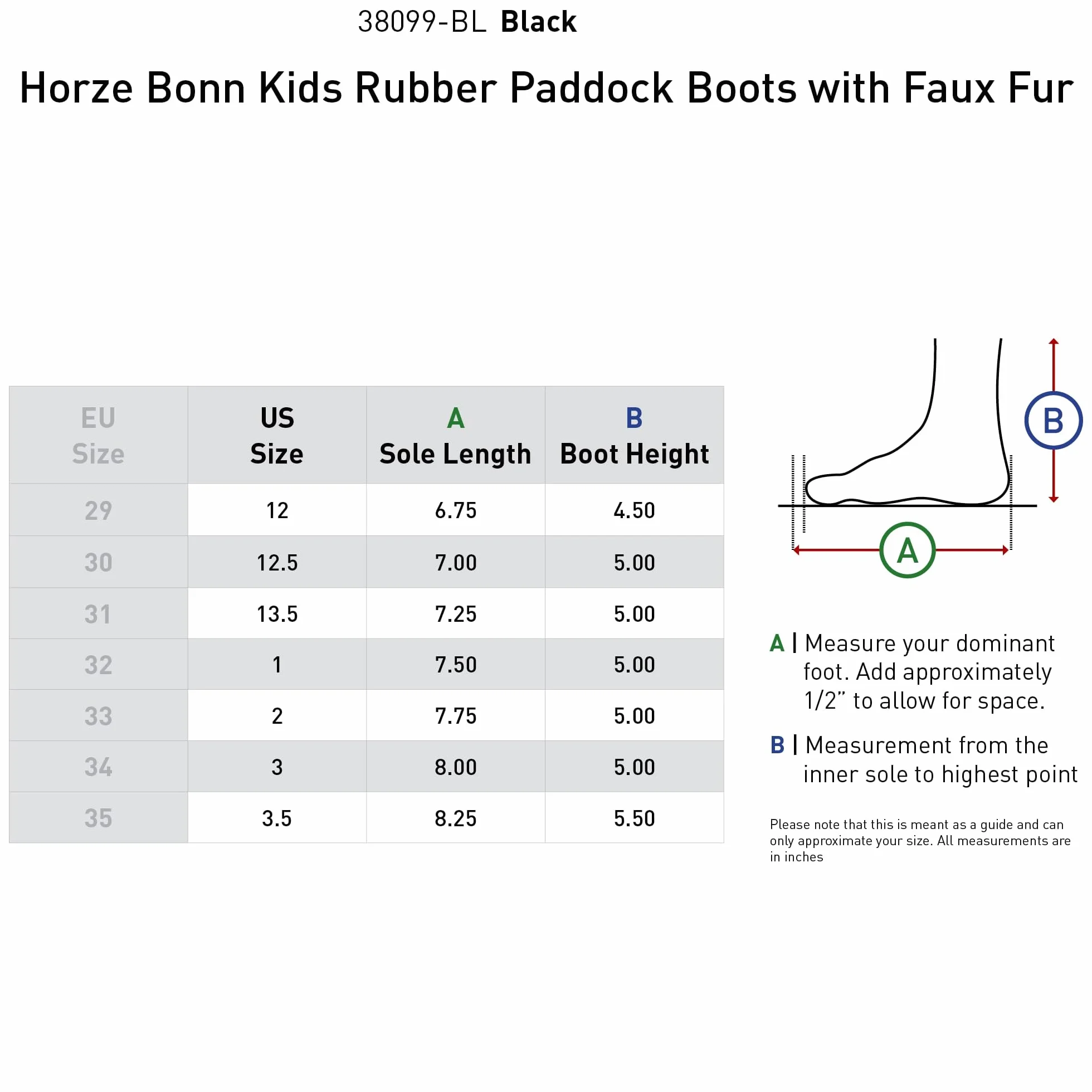 HORZE Bottines Jodhpurs d'hiver caoutchouc enfant Bonn