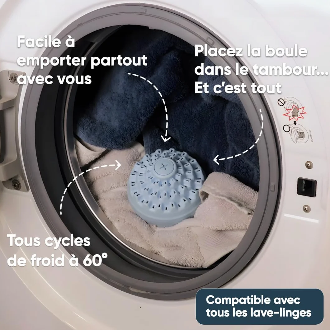 aecodune 2 Ans de Lessive Ecologique Economique - 240 Lavages - Boule de Lavage Machine a Laver - Perles de Linge Lessive Poudre Naturelle Zero Dechet - Lessive Hypoallergenique Jasmin - Anti Calcaire