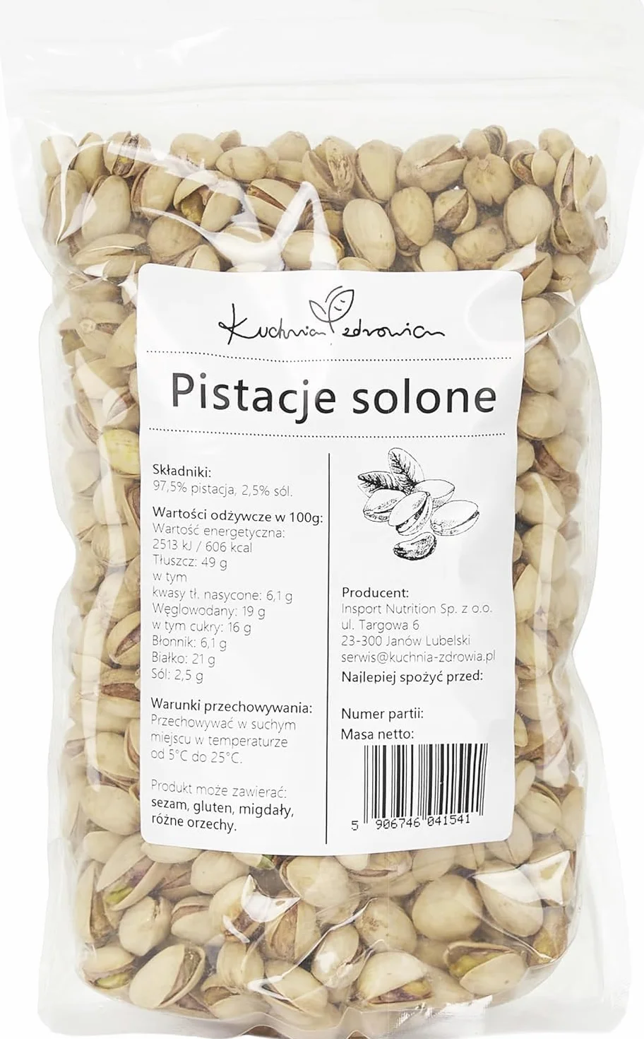Pistaches Salées Naturelles 1 kg - Pistaches Croquantes Avec Sel, Riches En Fibres Et Source De Protéines, Idéales Pour Apéritif Et Snacks, Kuchnia Zdrowia