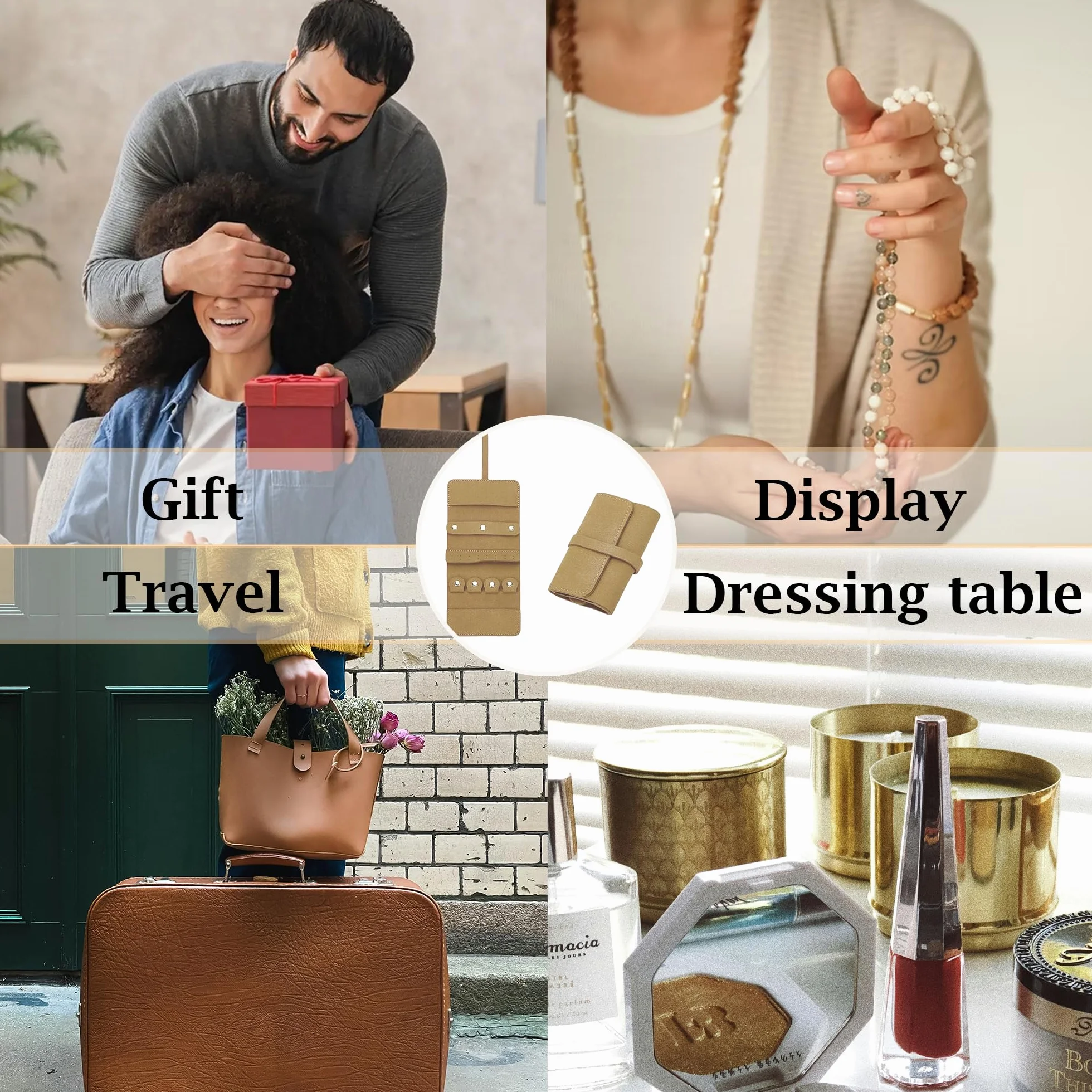 Sac à bijoux de luxe - Organisateur de voyage avec sécurité pour bagues, boucles d'oreilles, colliers